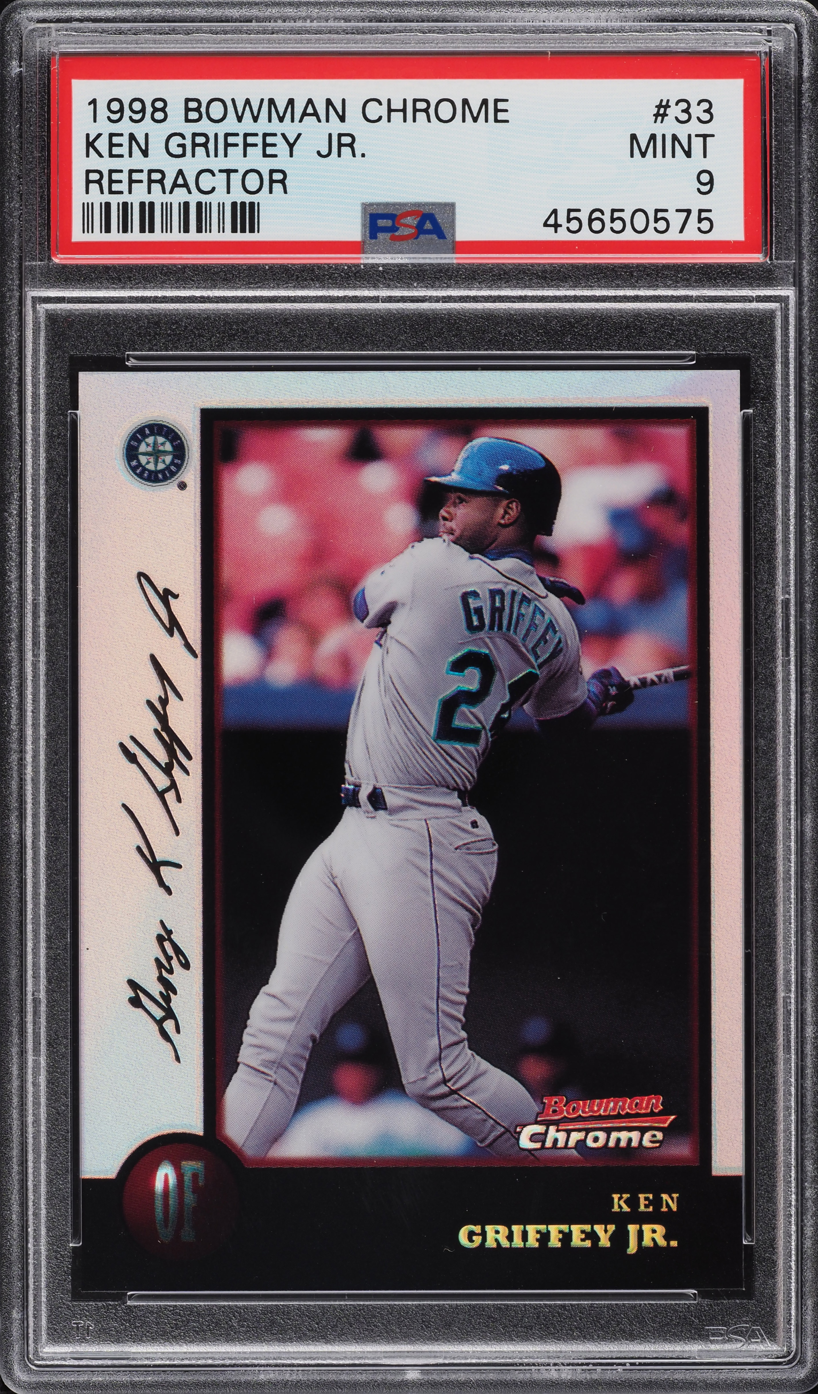 1998 Bowman Chrome Refractor Ken Griffey Jr. #33 PSA 9 MINT on