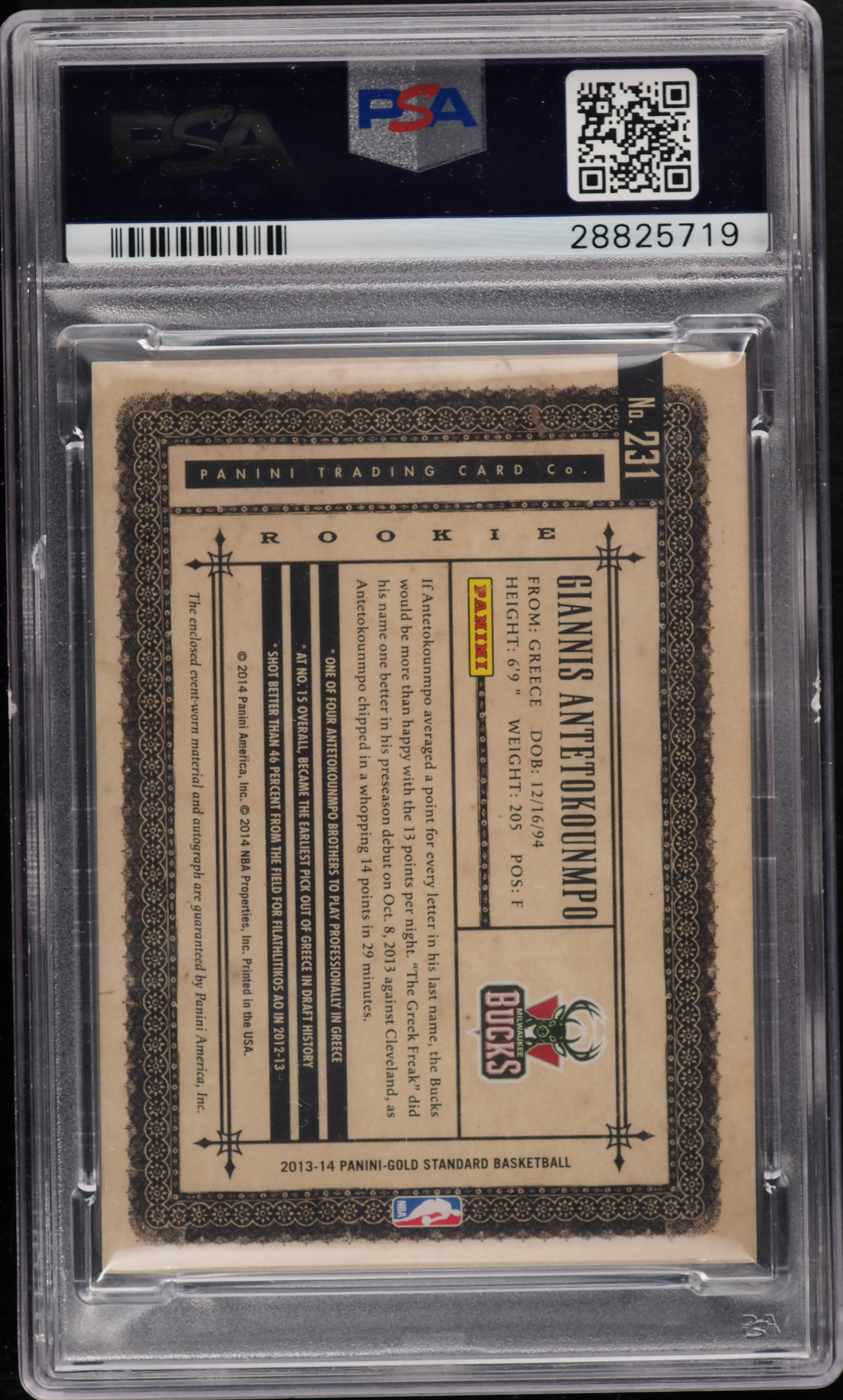 2013 Panini Gold Standard Giannis Antetokounmpo RC PATCH AUTO DNA