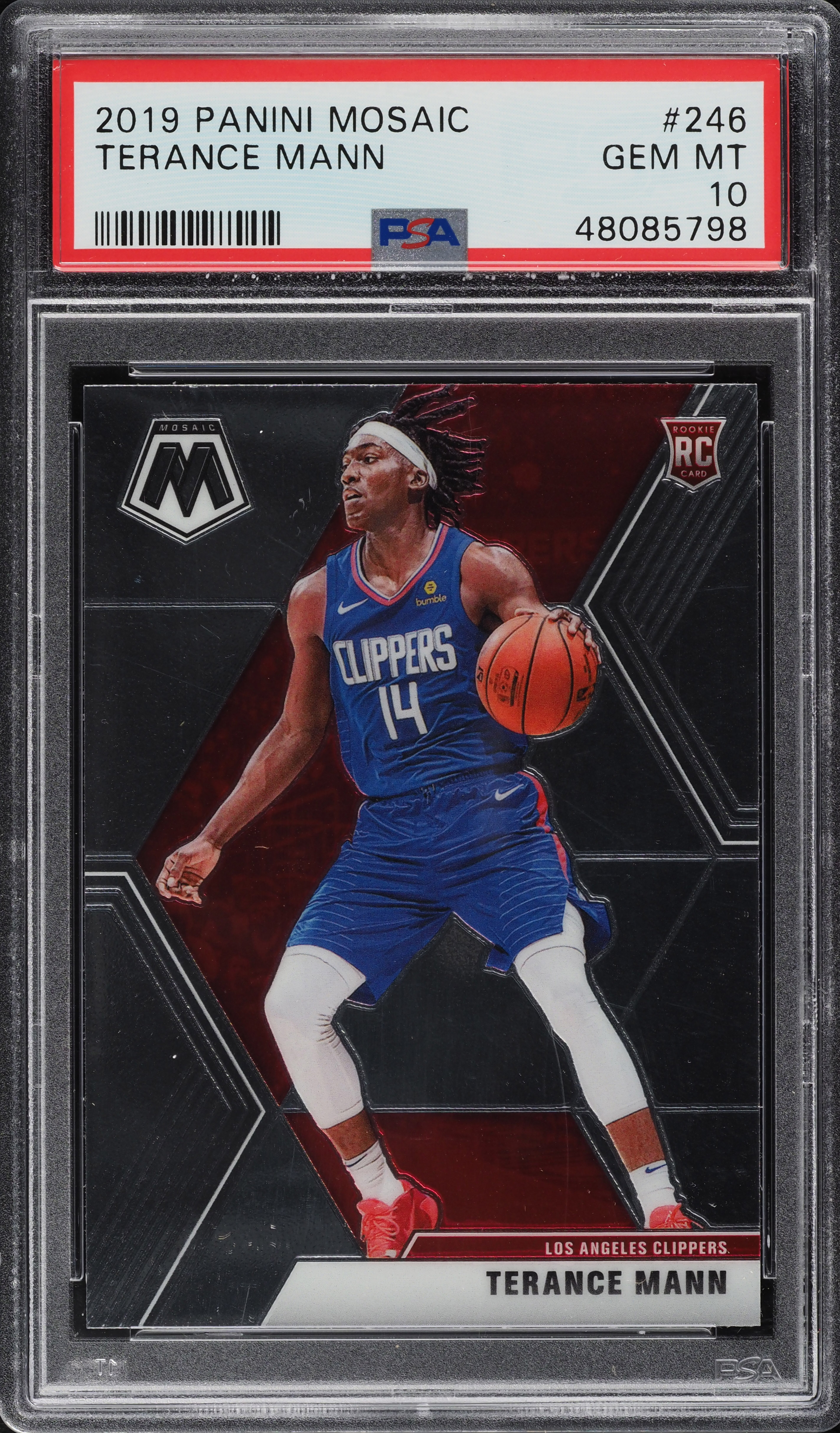 2019 Panini Mosaic Terance Mann ROOKIE RC #246 PSA 10 GEM MINT on
