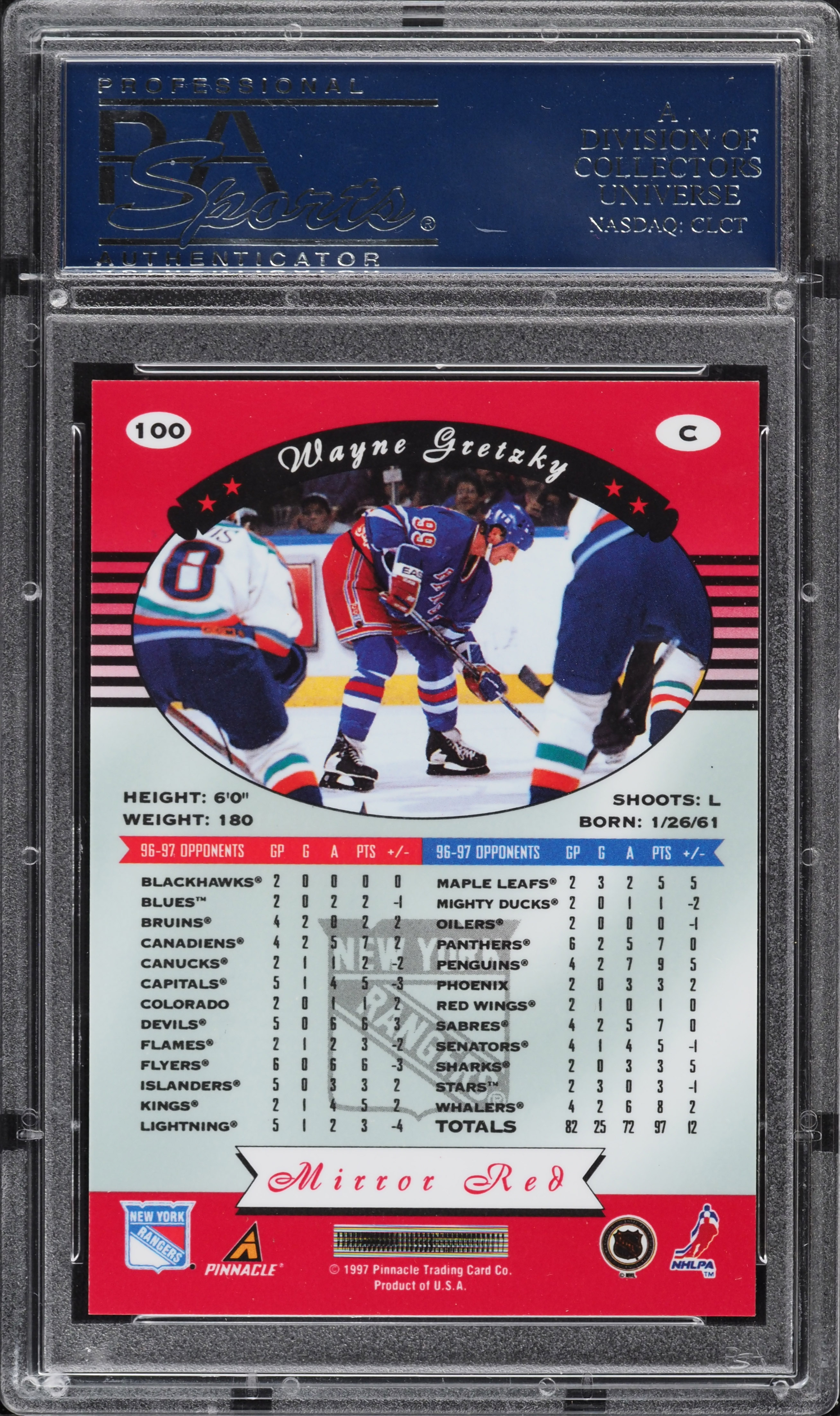 1997 Pinnacle Certified Mirror Red Wayne Gretzky #100 PSA 9 MINT