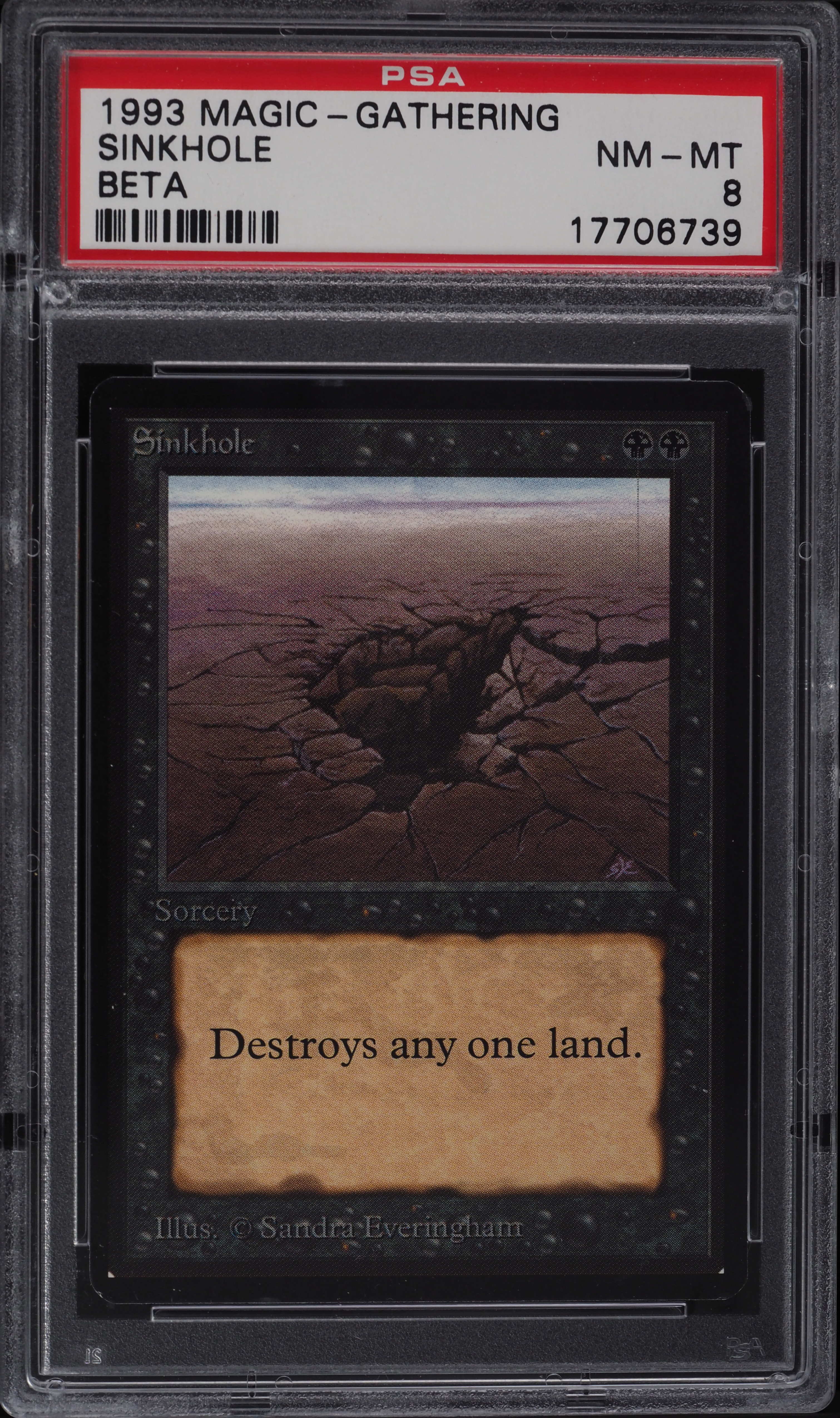 1993 Magic The Gathering MTG Beta Sinkhole C K PSA 8 NM-MT on