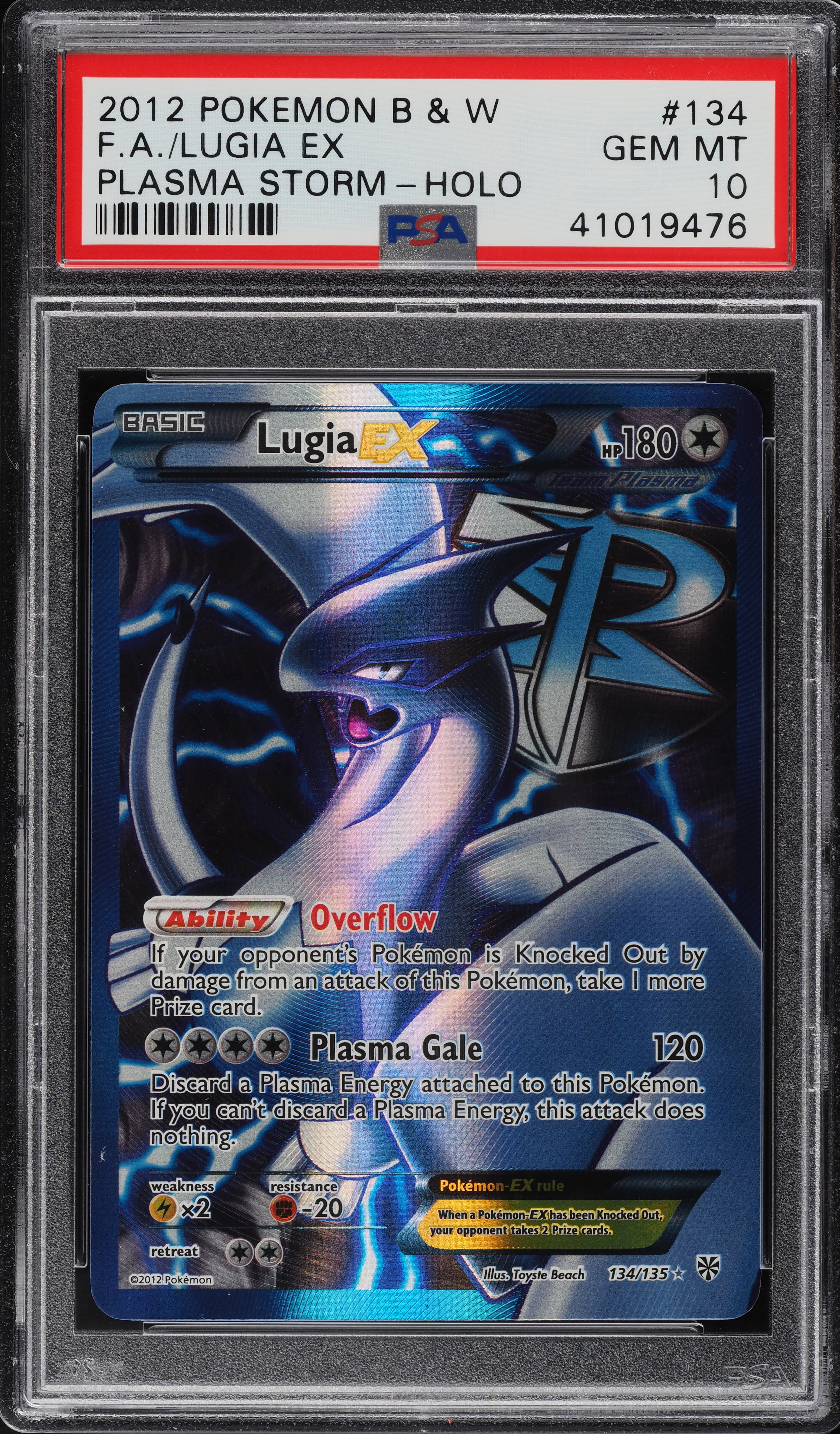 2013 Pokemon Black & White Plasma Storm Full Art Holo Lugia EX #134 PSA 10  GEM on Fanatics Collect