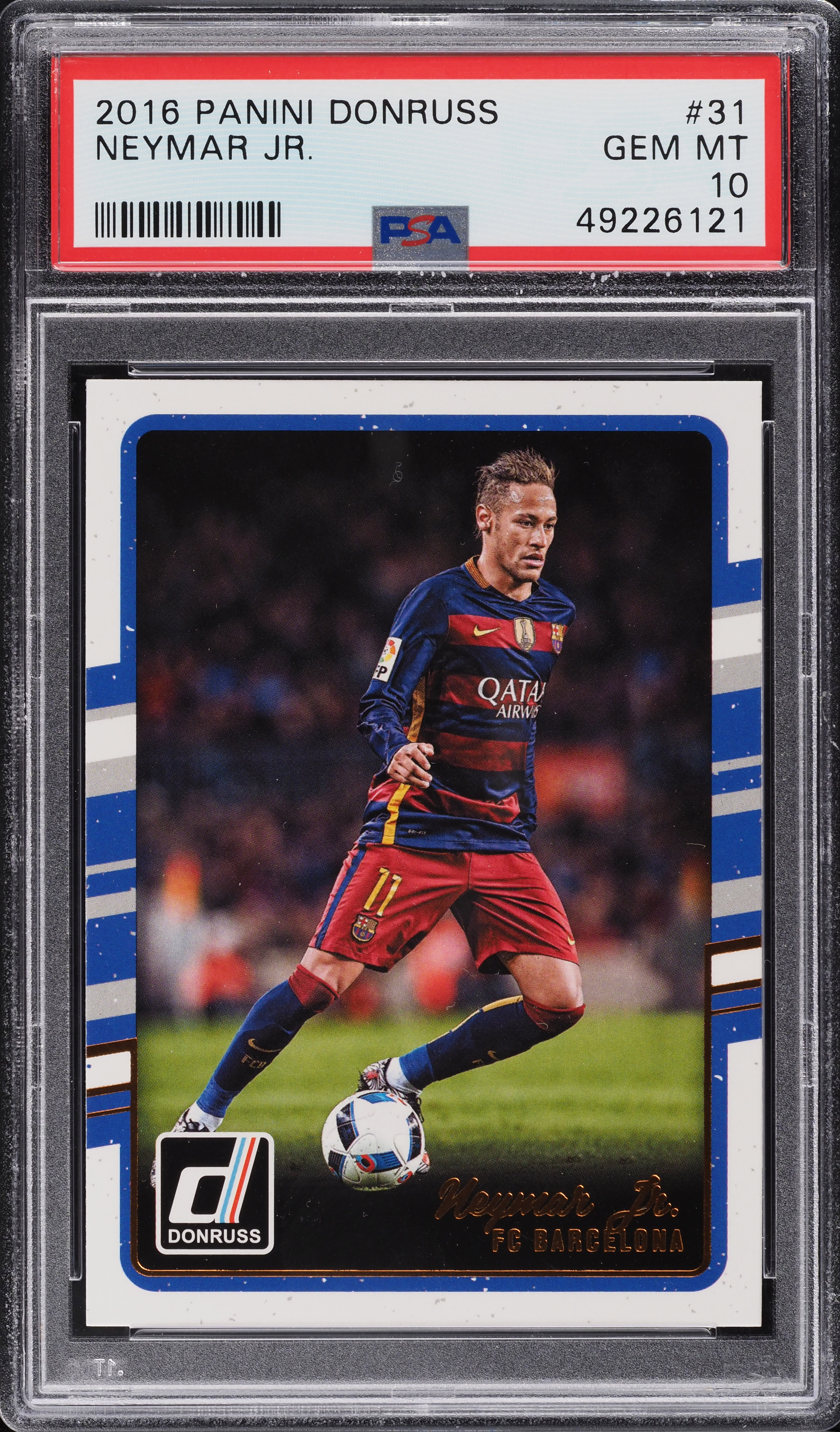 Carte Football Neymar Jr PSA 10 - 2018 Panini Donruss #51 Barcelone | Carte Collector Notée