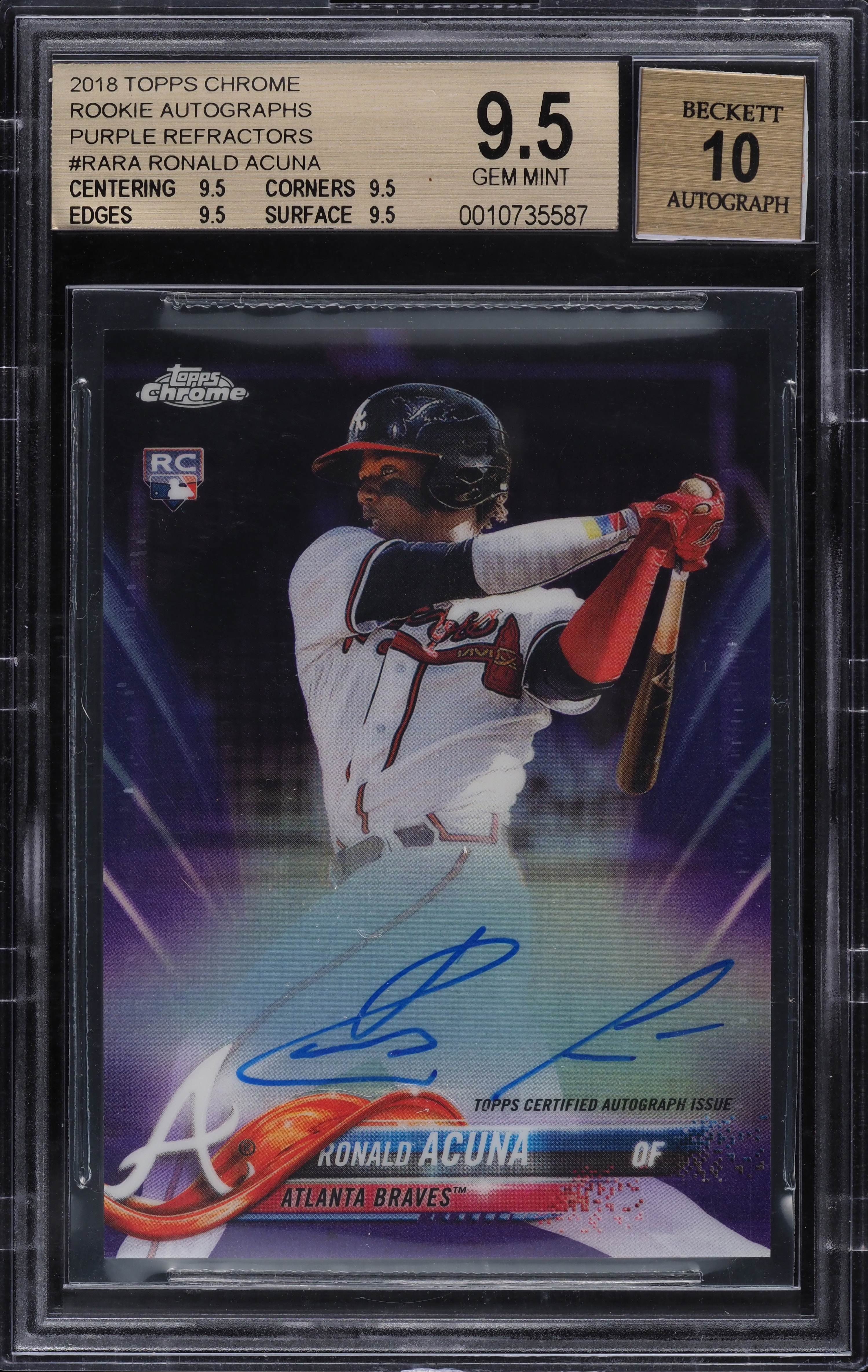 2018 Topps Chrome Purple Refractor Ronald Acuna ROOKIE RC AUTO