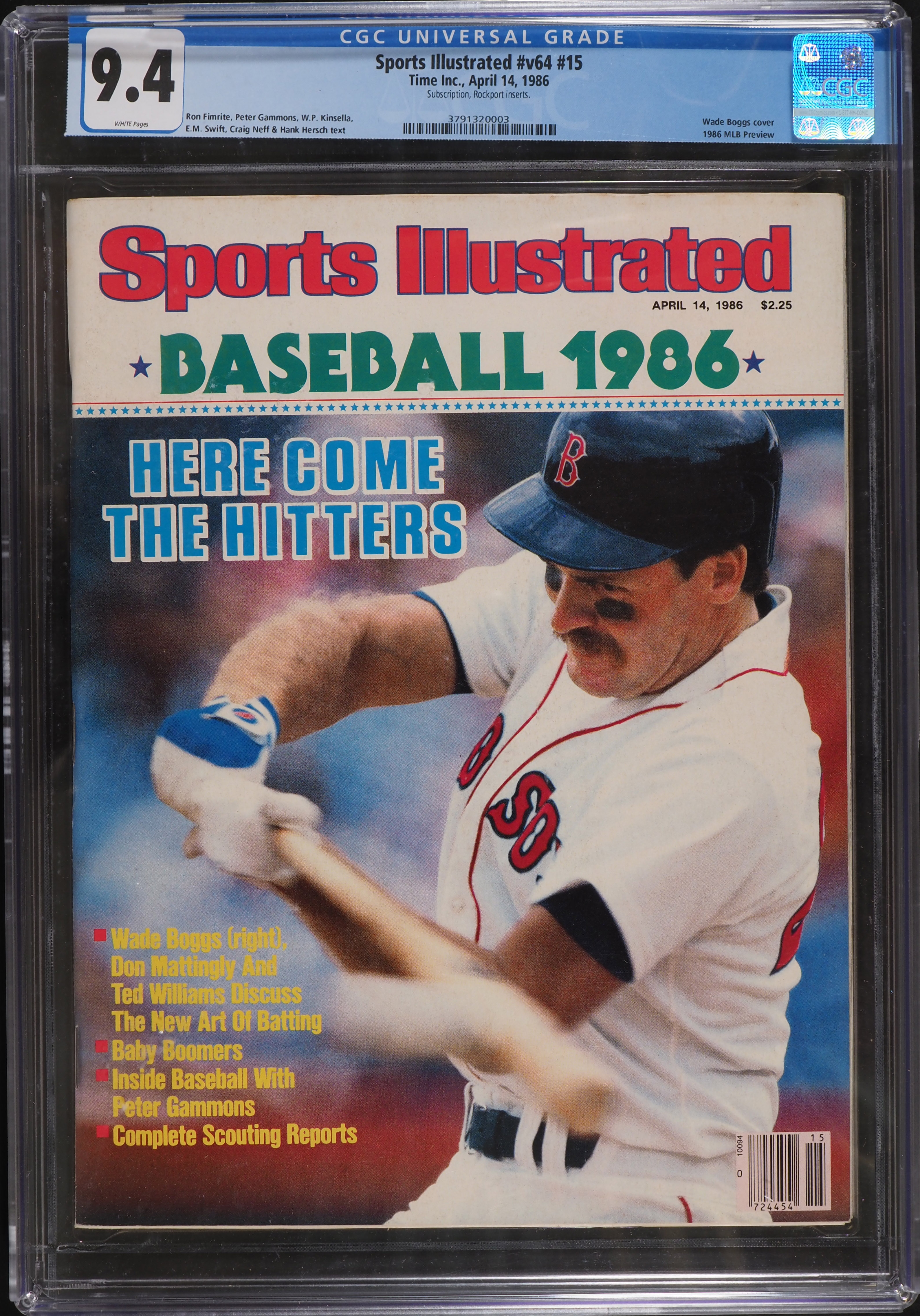 1986 Time Inc. Sports Illustrated #v64 #15 Wade Boggs Cover CGC 