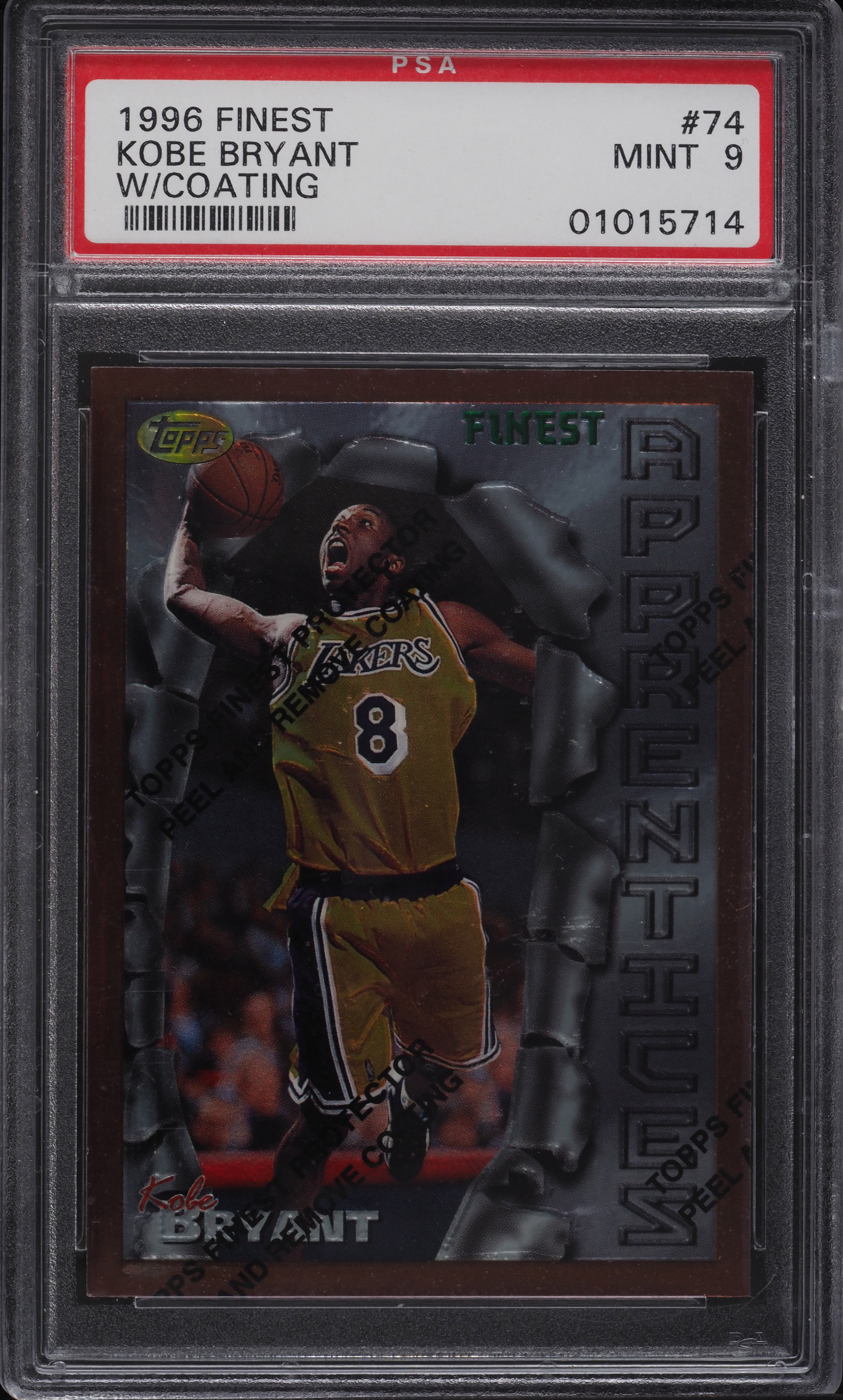 1996 Finest w/ Coating Kobe Bryant ROOKIE #74 PSA 9 MINT on