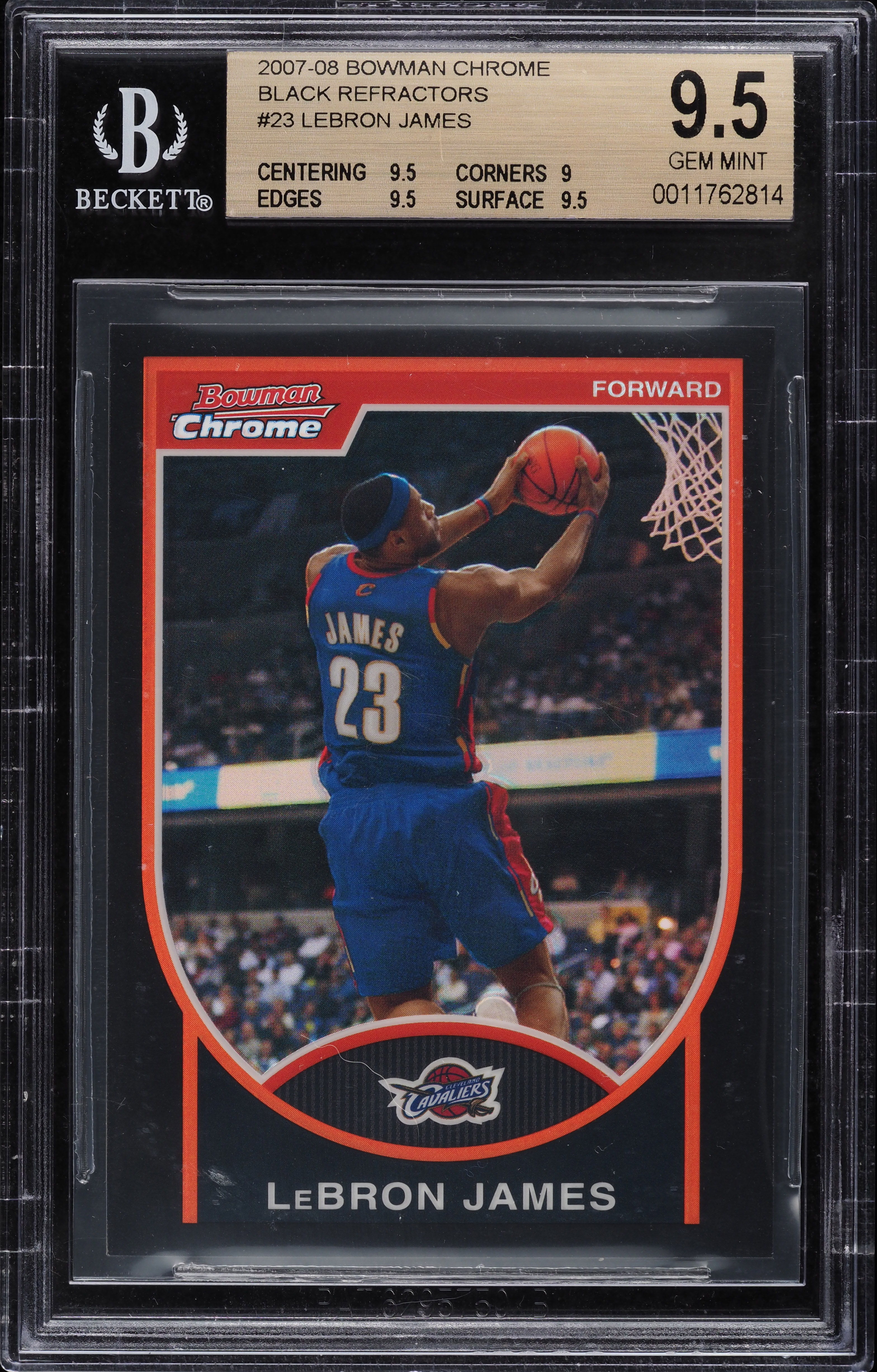2007 Bowman Chrome Black Refractor LeBron James /199 #23 BGS 9.5