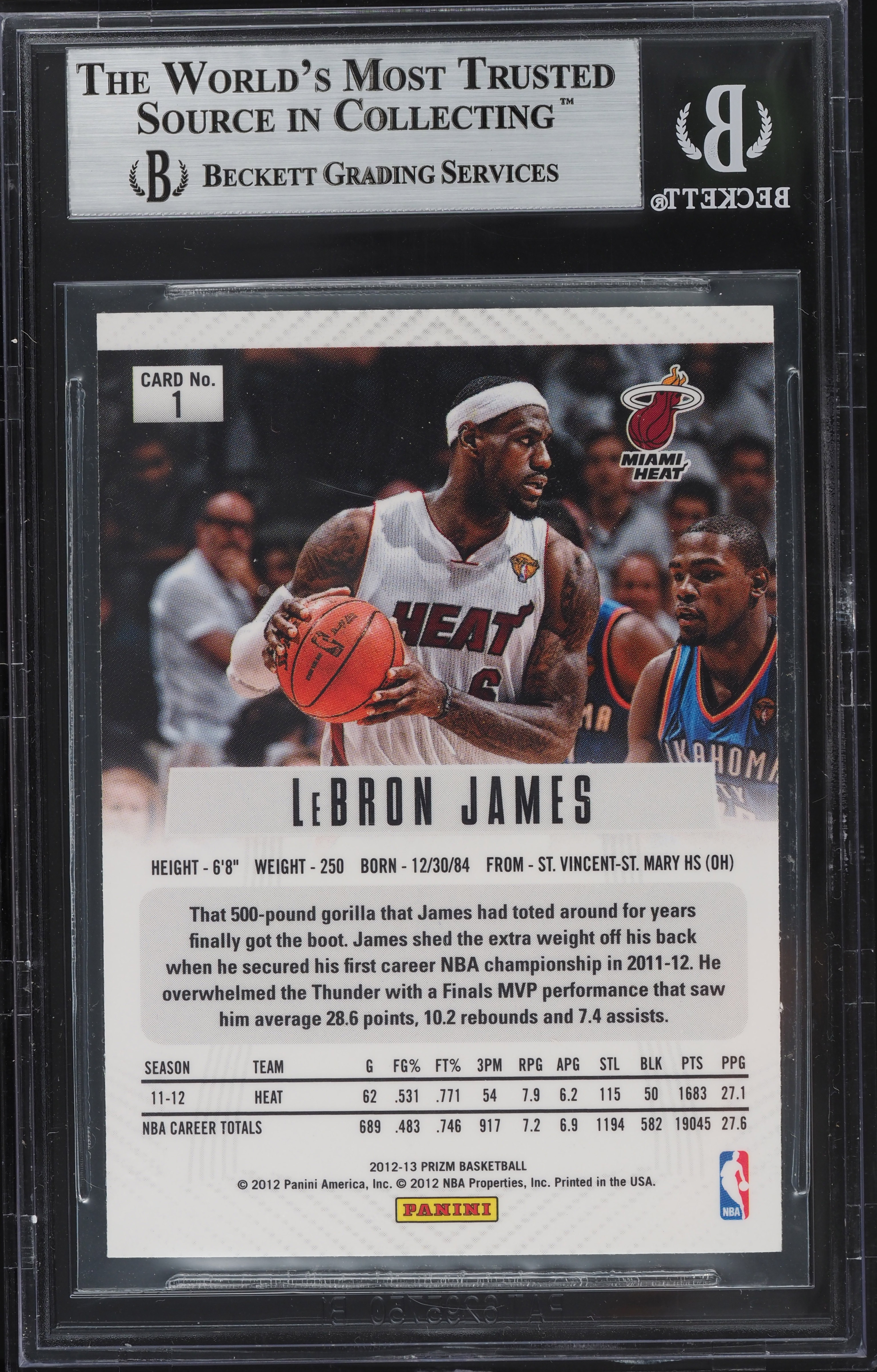 2012 Panini Prizm LeBron James #1 BGS 9 MINT on Fanatics Collect