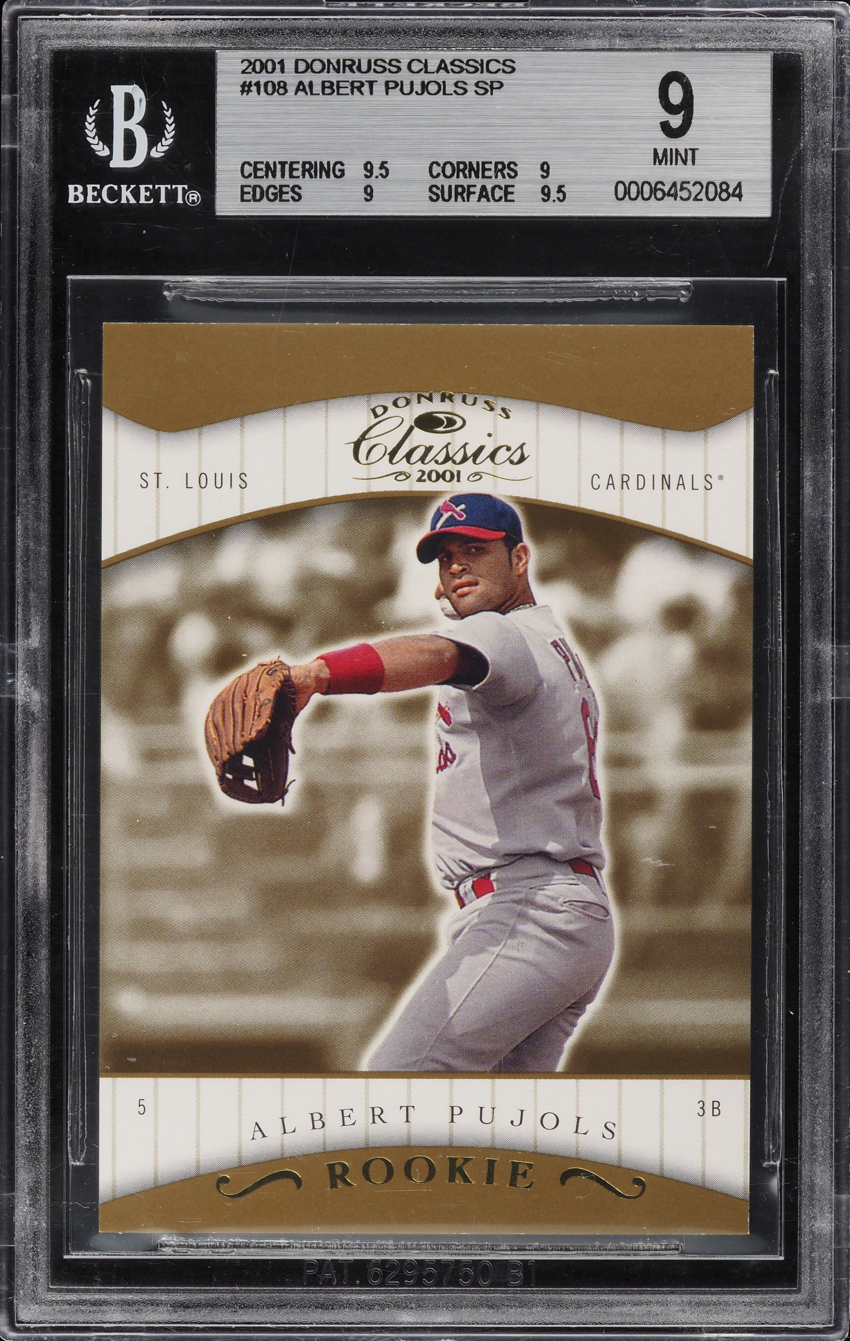 2001 Donruss Classics Albert Pujols SP ROOKIE RC /585 #108 BGS 9 