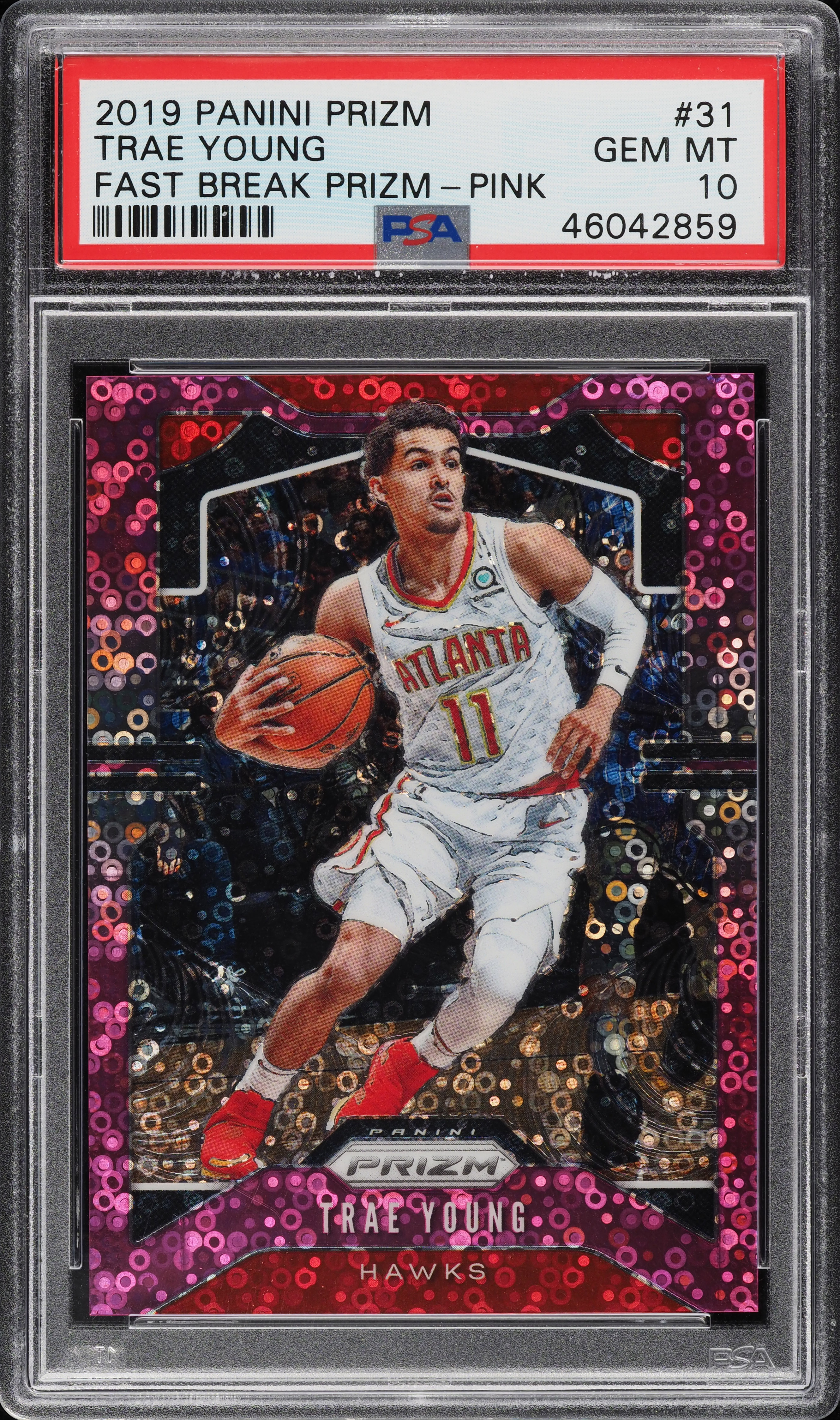 2019 Panini Prizm Fast Break Pink Trae Young /50 #31 PSA 10 GEM