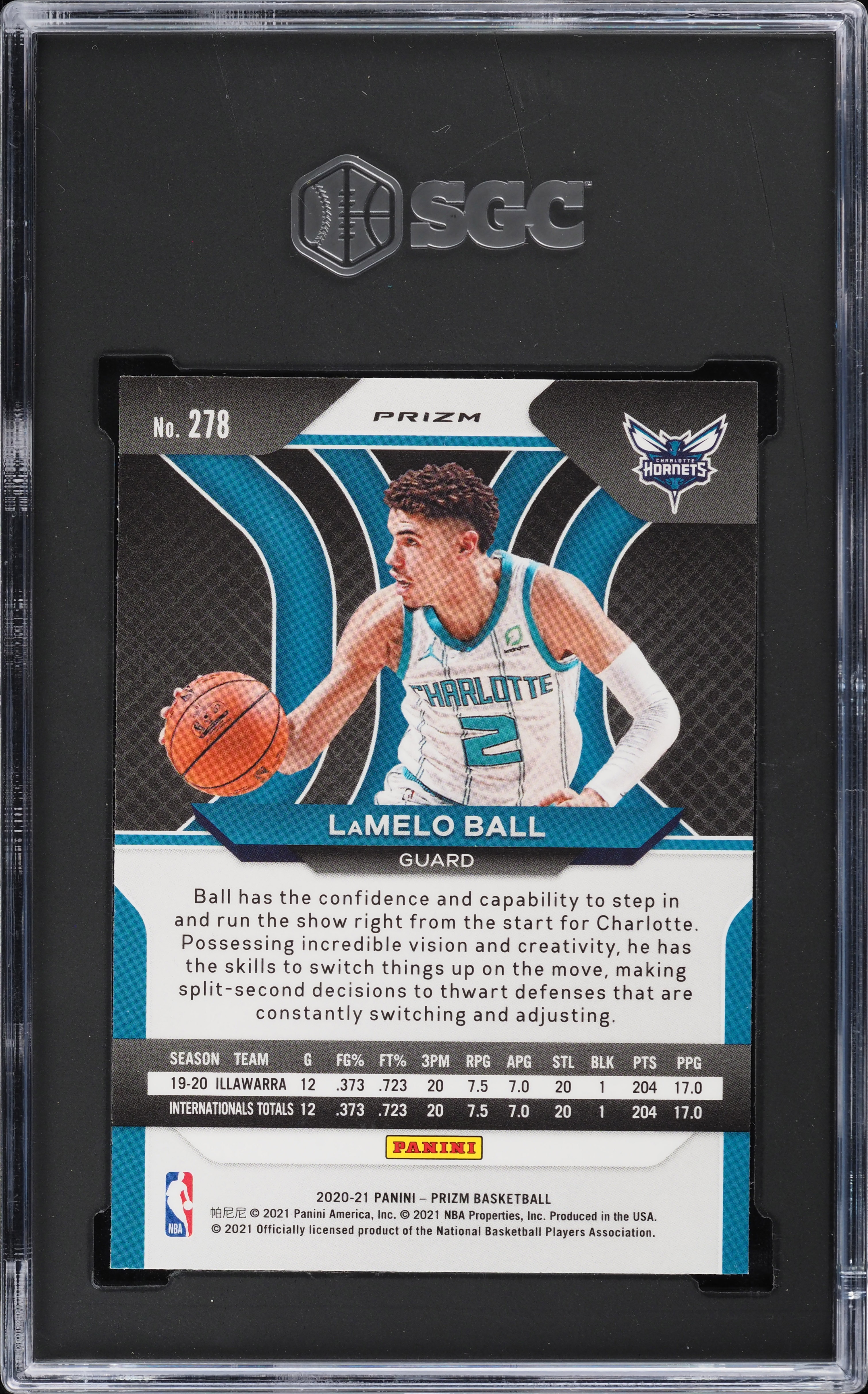 2020 Panini Prizm Silver LaMelo Ball ROOKIE #278 SGC 9.5 MINT+ on