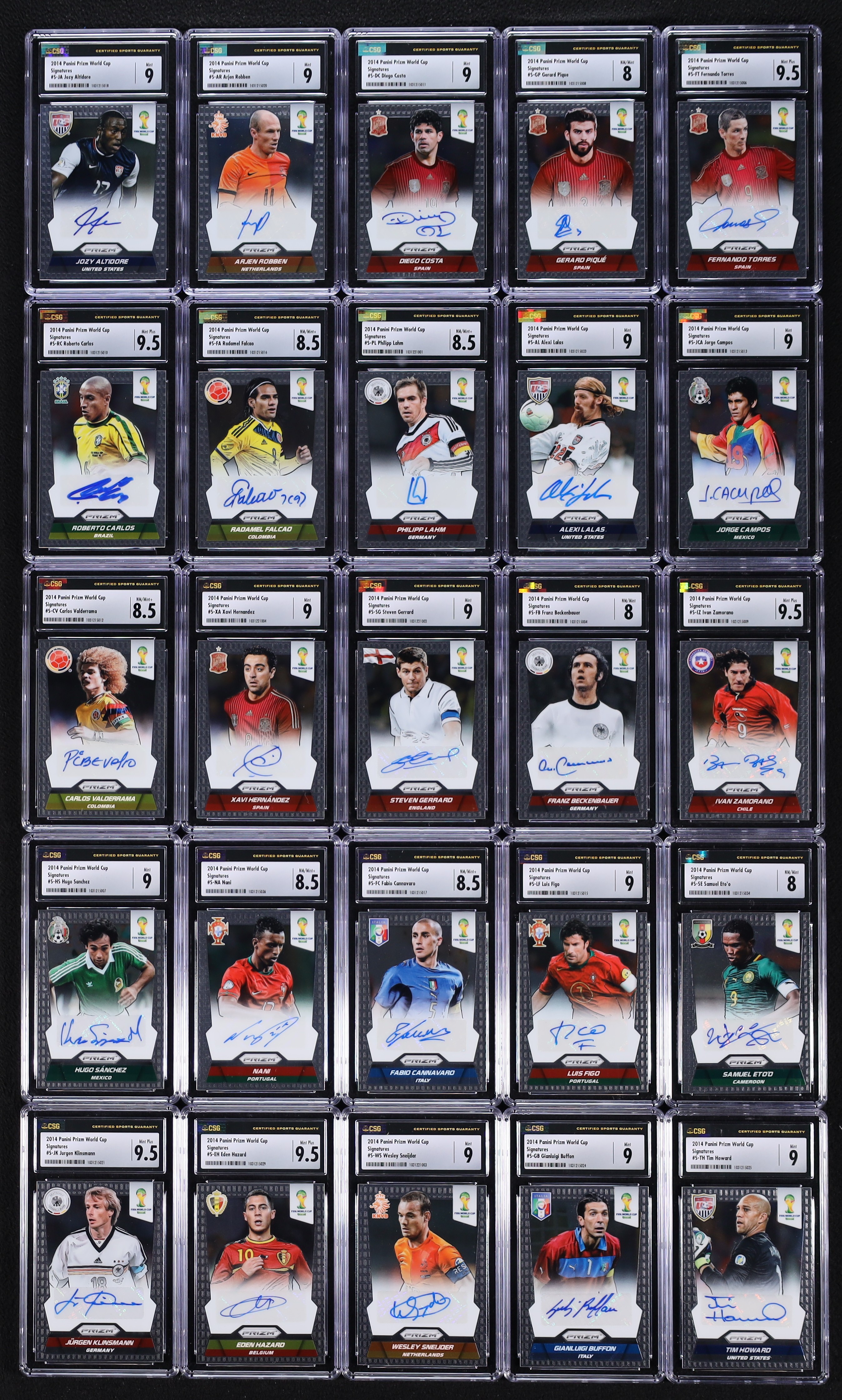 2014 Panini Prizm World Cup COMPLETE SIGNATURES SET, Pele Messi