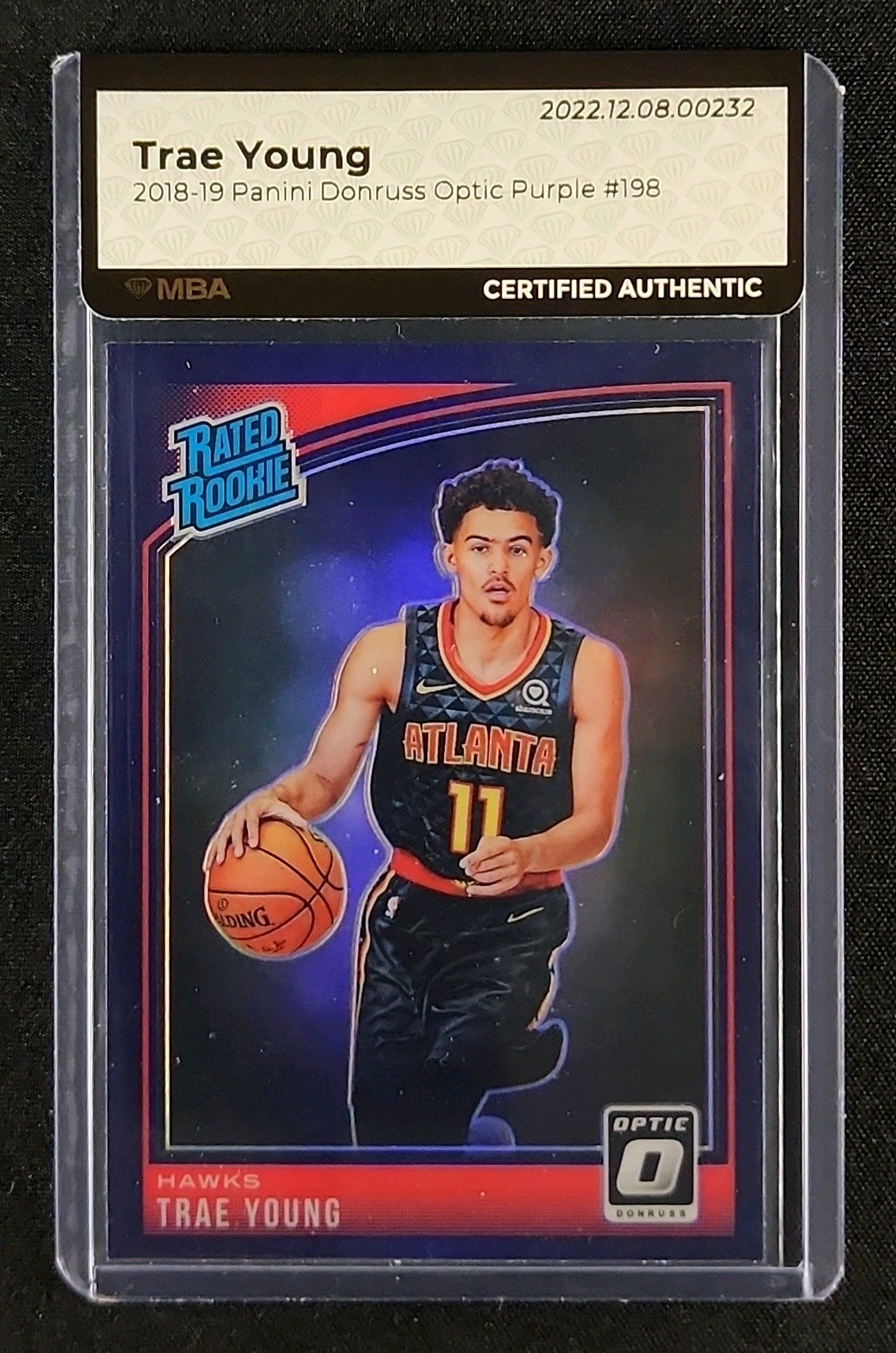 2018 Donruss Optic Purple Trae Young ROOKIE #198 MBA AUTH on