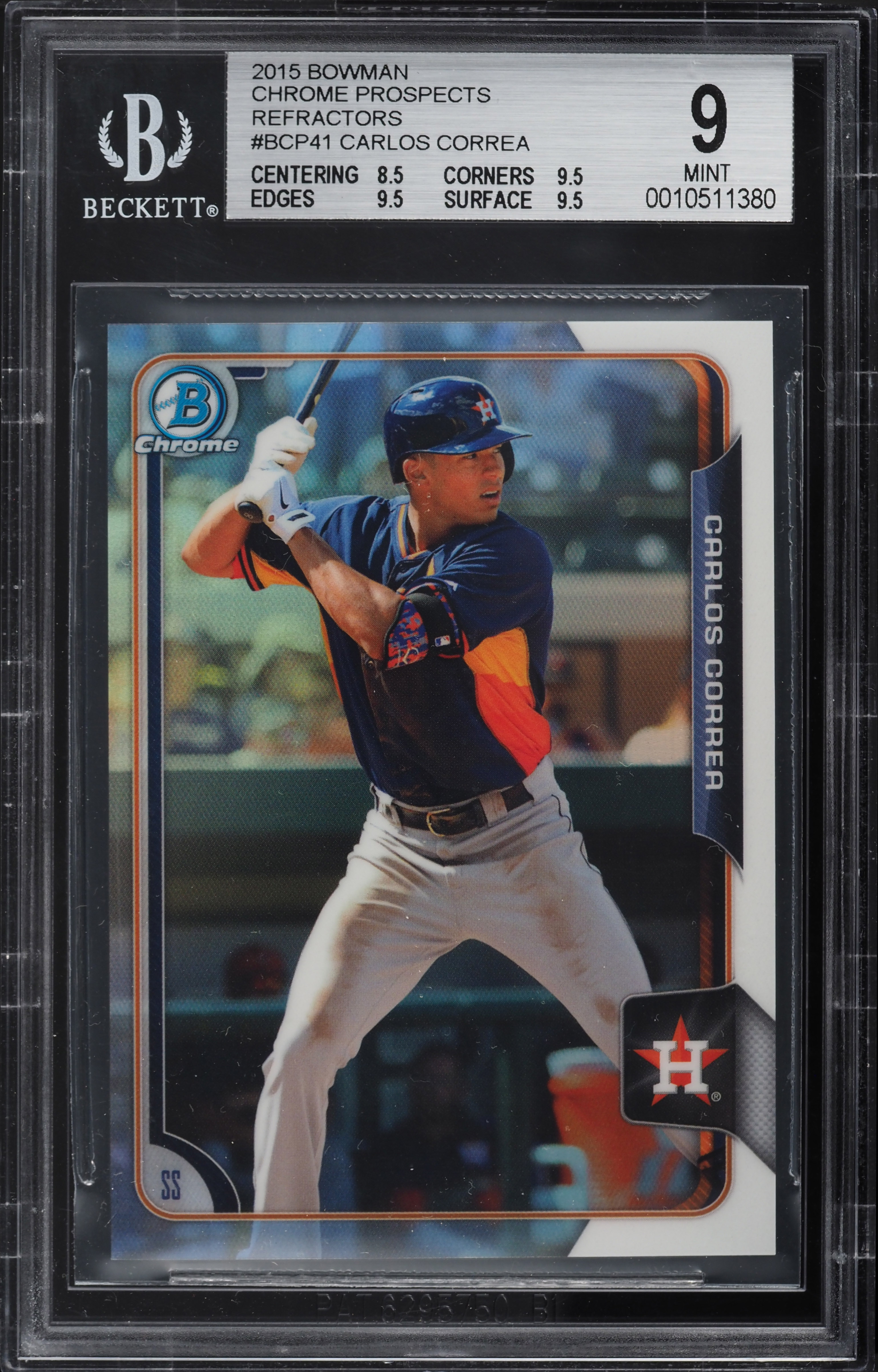 2015 Bowman Chrome Refractor Carlos Correa ROOKIE /499 #BCP41 BGS