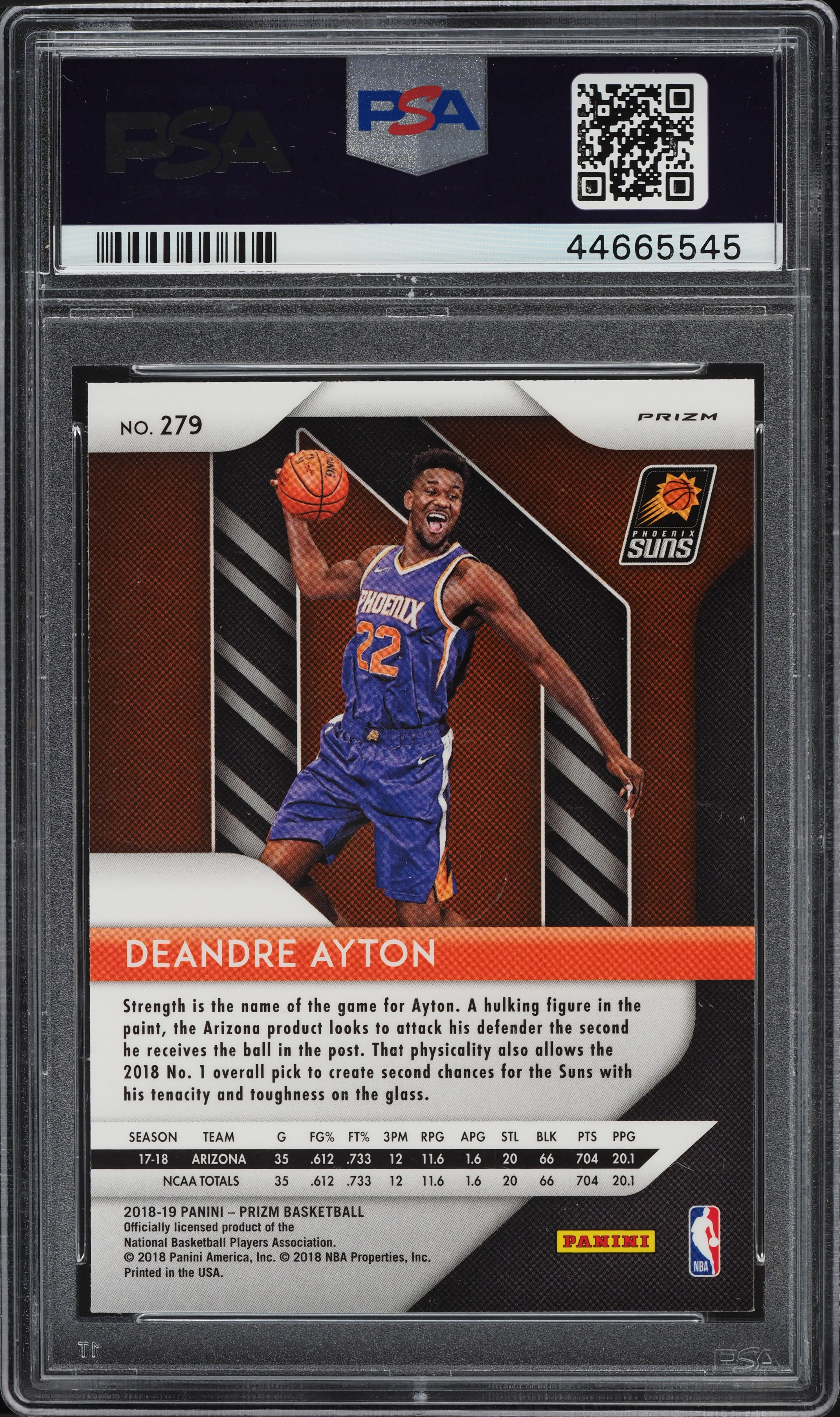 2018 Panini Prizm Silver DeAndre Ayton ROOKIE #279 PSA 10 GEM MINT