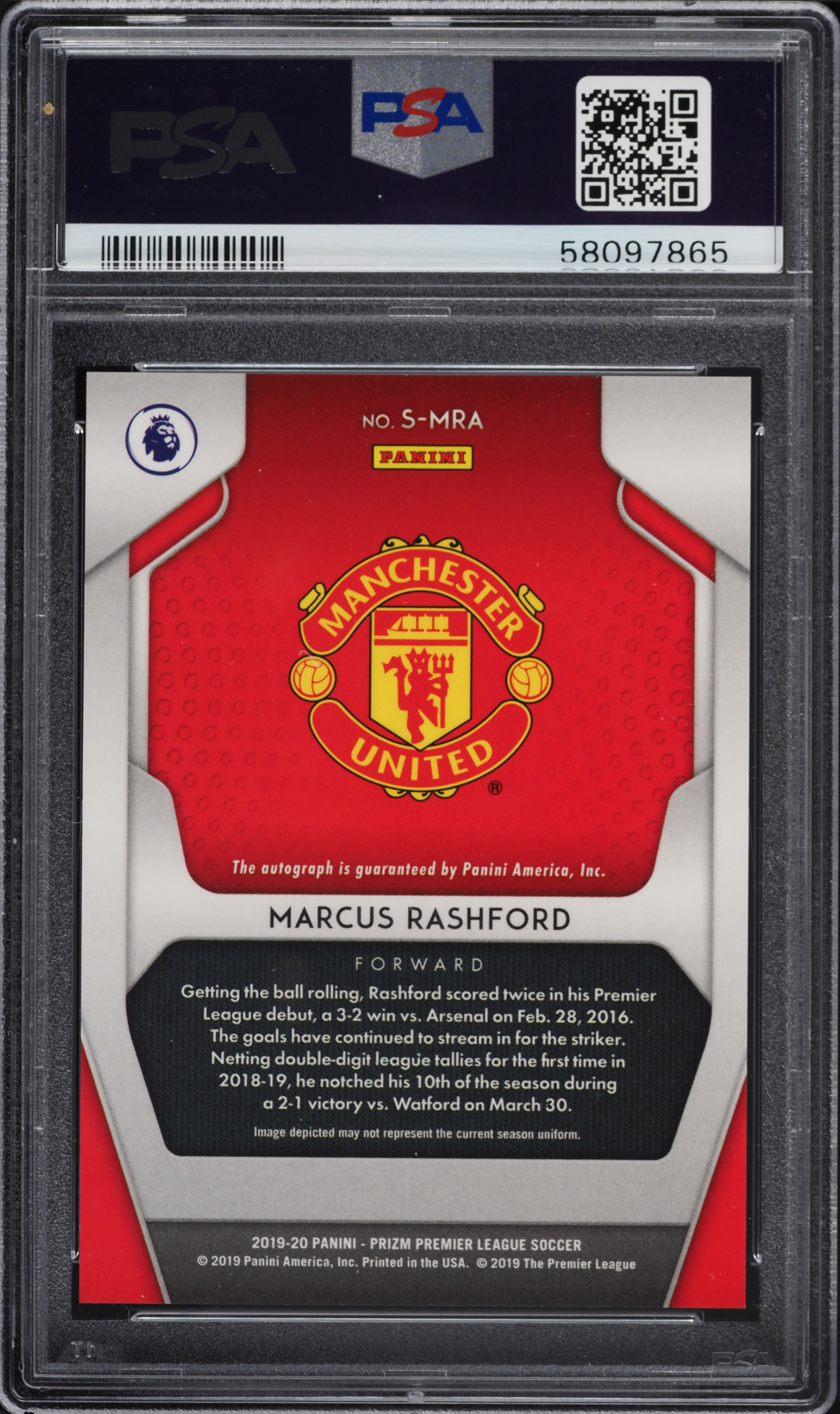 2019 Panini Prizm Premier League Signatures Marcus Rashford AUTO