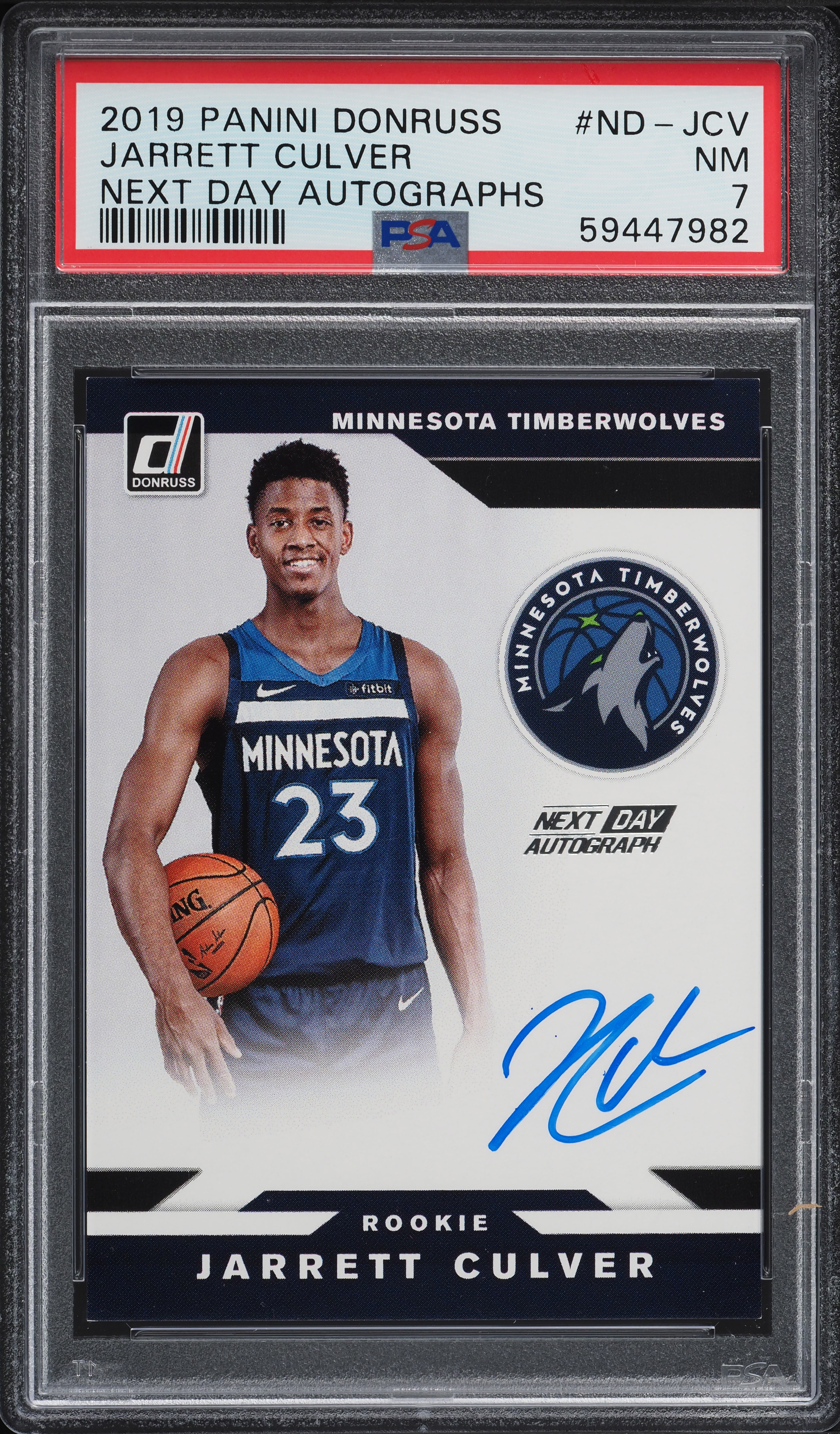 2019 Donruss Next Day Jarrett Culver ROOKIE AUTO #ND-JCV PSA 7 