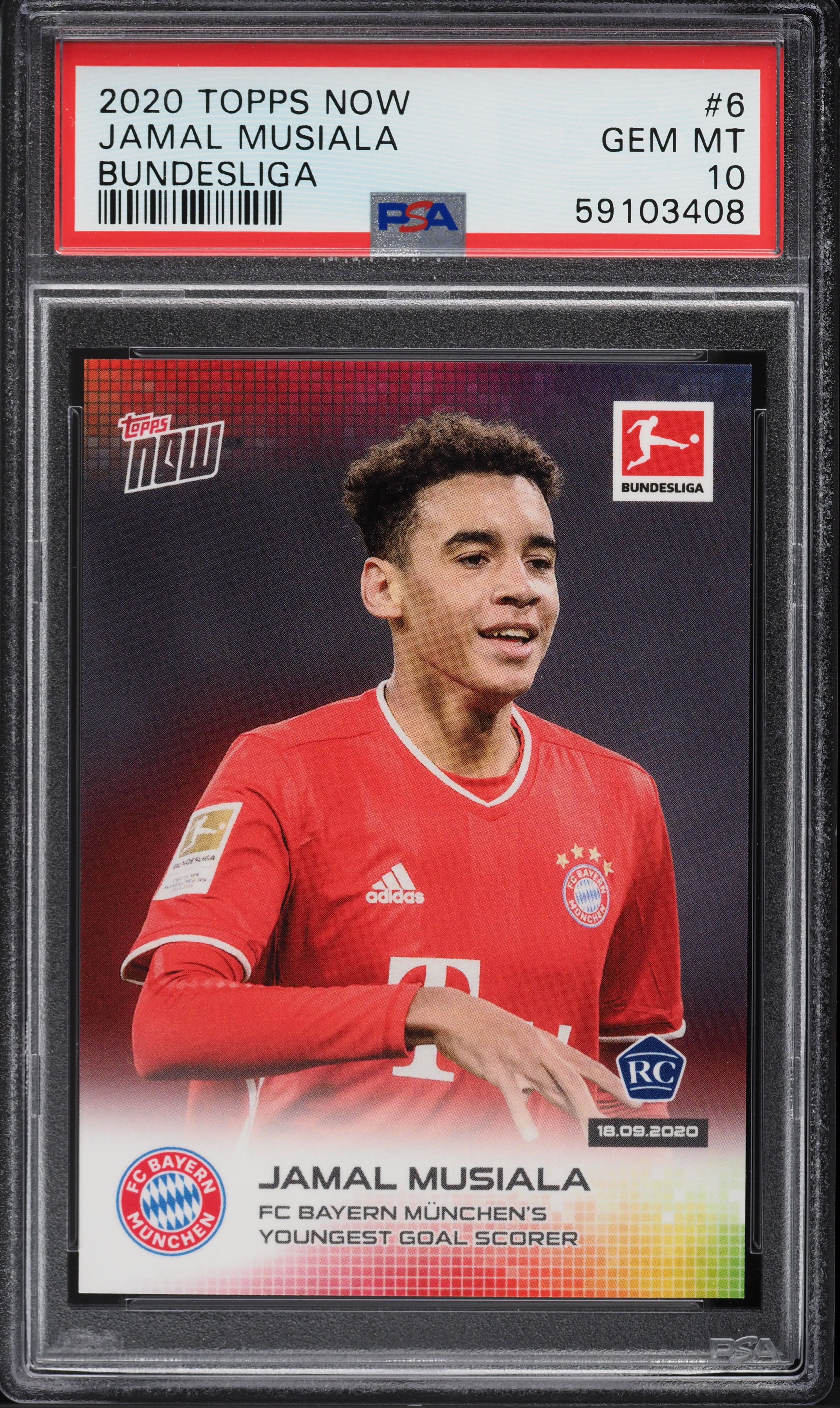 2020 Topps Now Bundesliga Jamal Musiala ROOKIE #6 PSA 10 GEM MINT