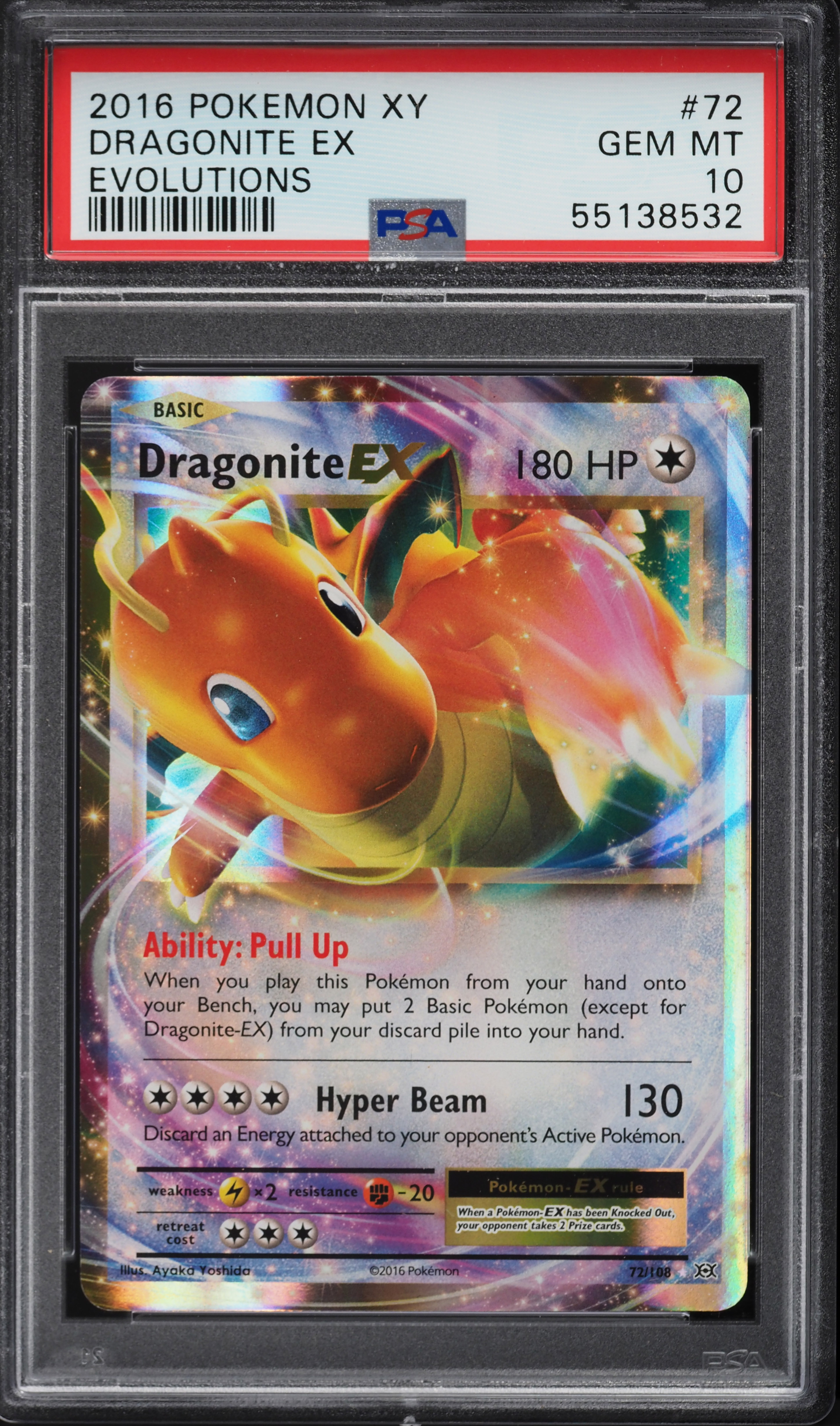 2016 Pokemon XY Evolutions Dragonite EX #72 PSA 10 GEM MINT on