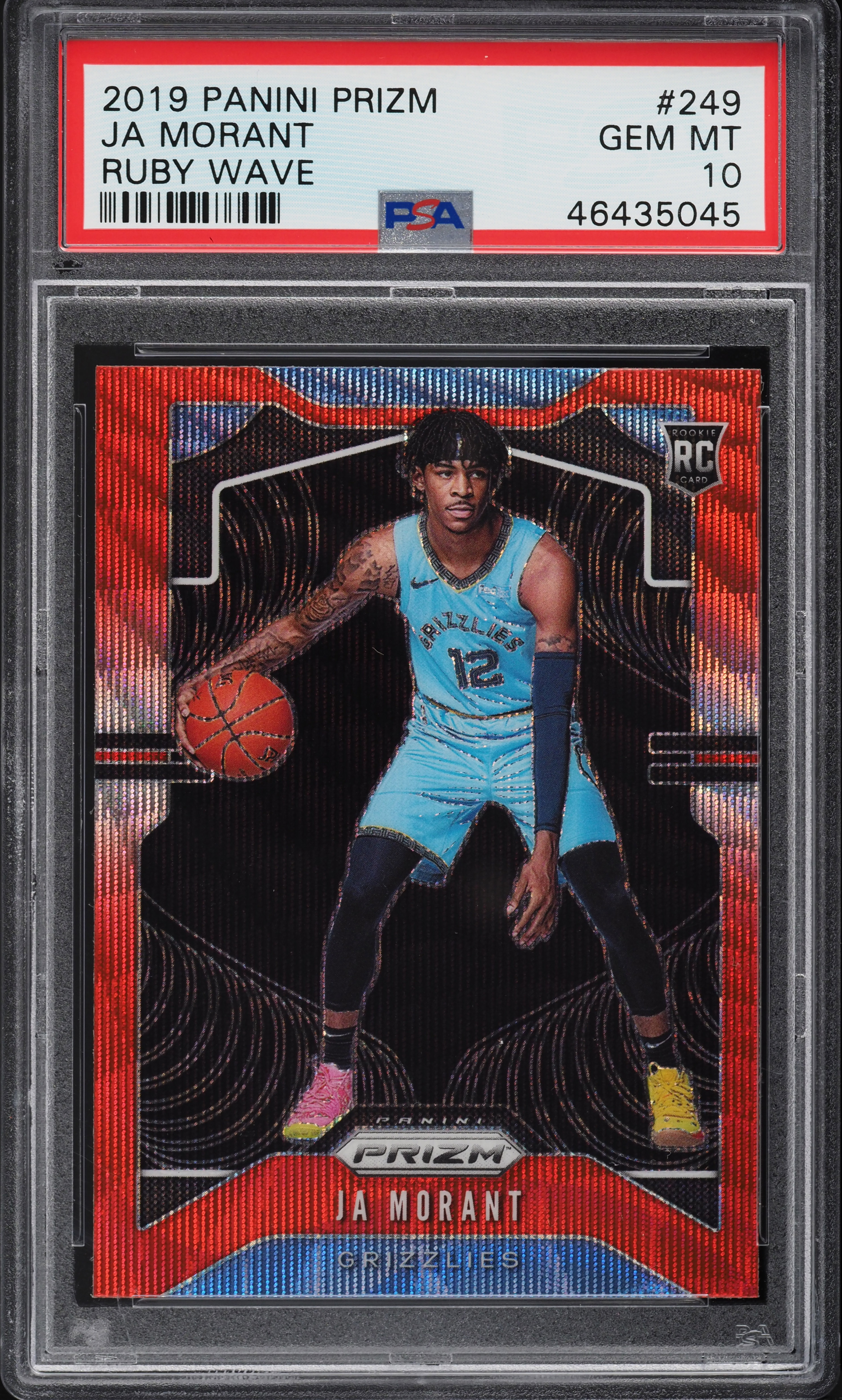 2019 Prizm Ja Morant Red Wave RC ルーキーカード 2019 Panini Prizm Ruby Wave Ja Morant ROOKIE #249 PSA 10 GEM MINT