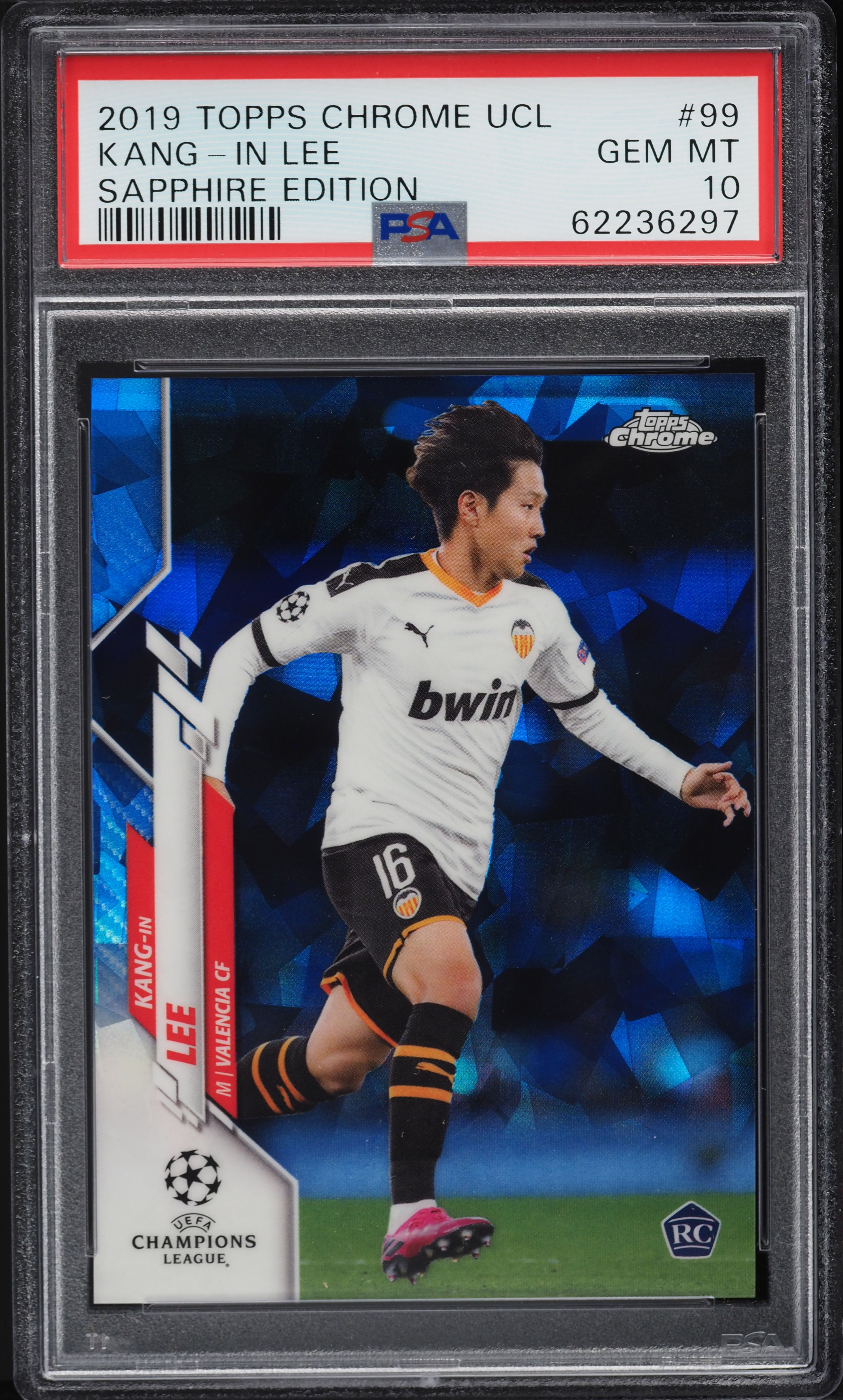 2019 Topps Chrome UEFA Sapphire Kang-In Lee ROOKIE #99 PSA 10 GEM 