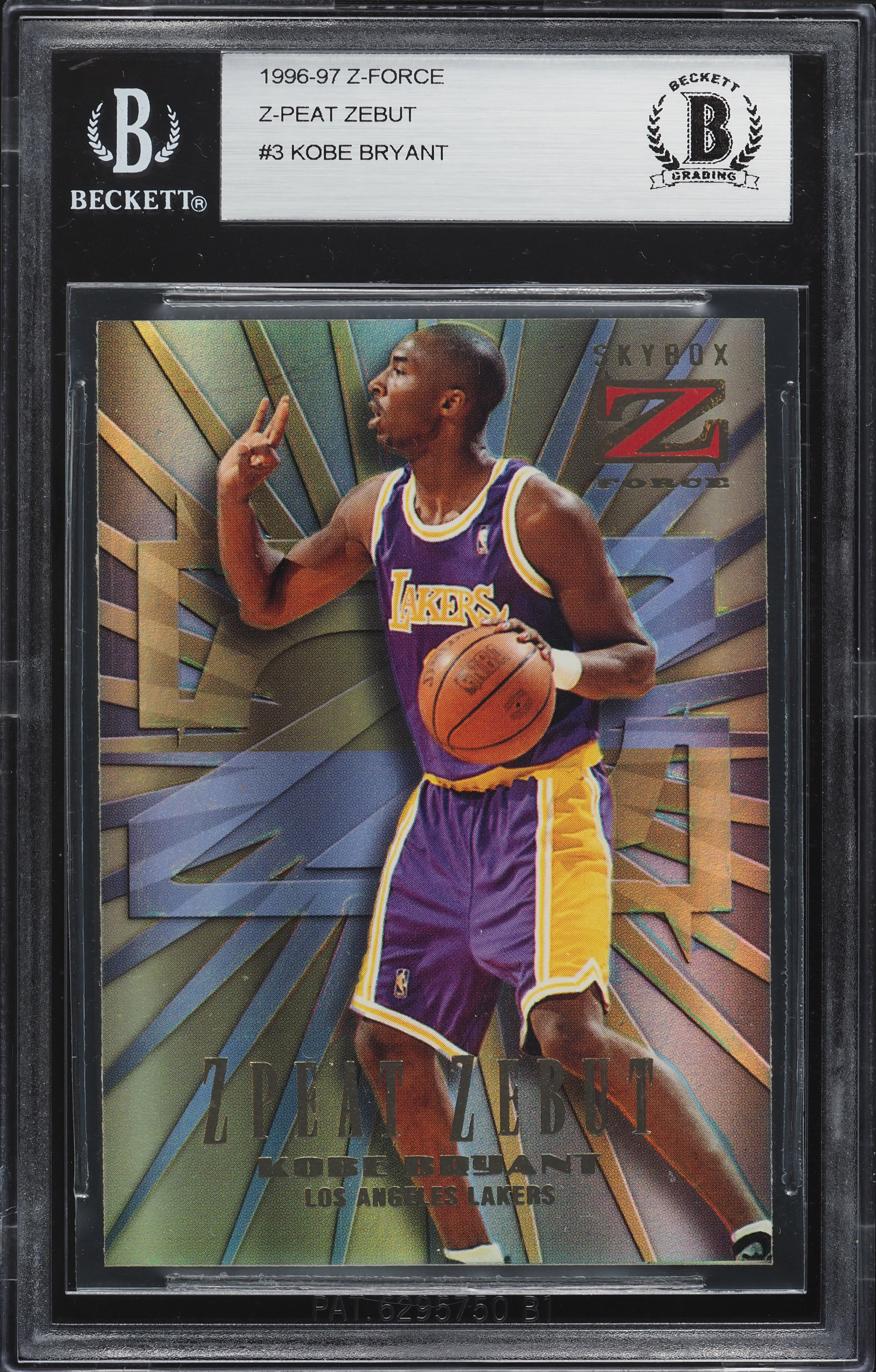 1996 Skybox Z-Force Z-Peat Zebut Kobe Bryant ROOKIE #3 BGS AUTH on