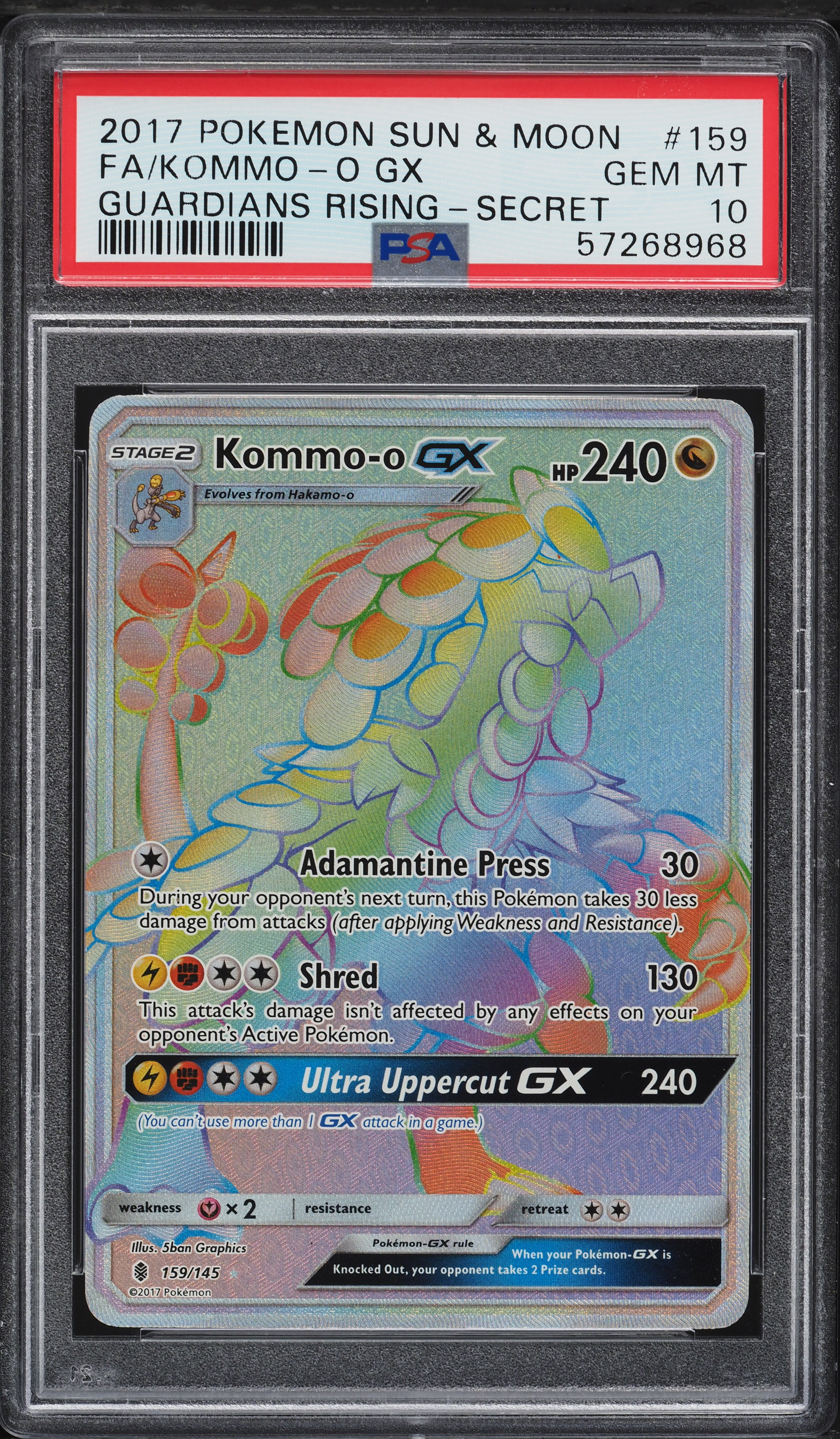 2017 Pokemon Sun & Moon Guardians Rising Hyper Rare Kommo-O GX #159 PSA 10 on Fanatics Collect 2017 Pokemon Sun & Moon Guardians Rising Hyper Rare Kommo-O GX #159 PSA 10 on Fanatics Collect