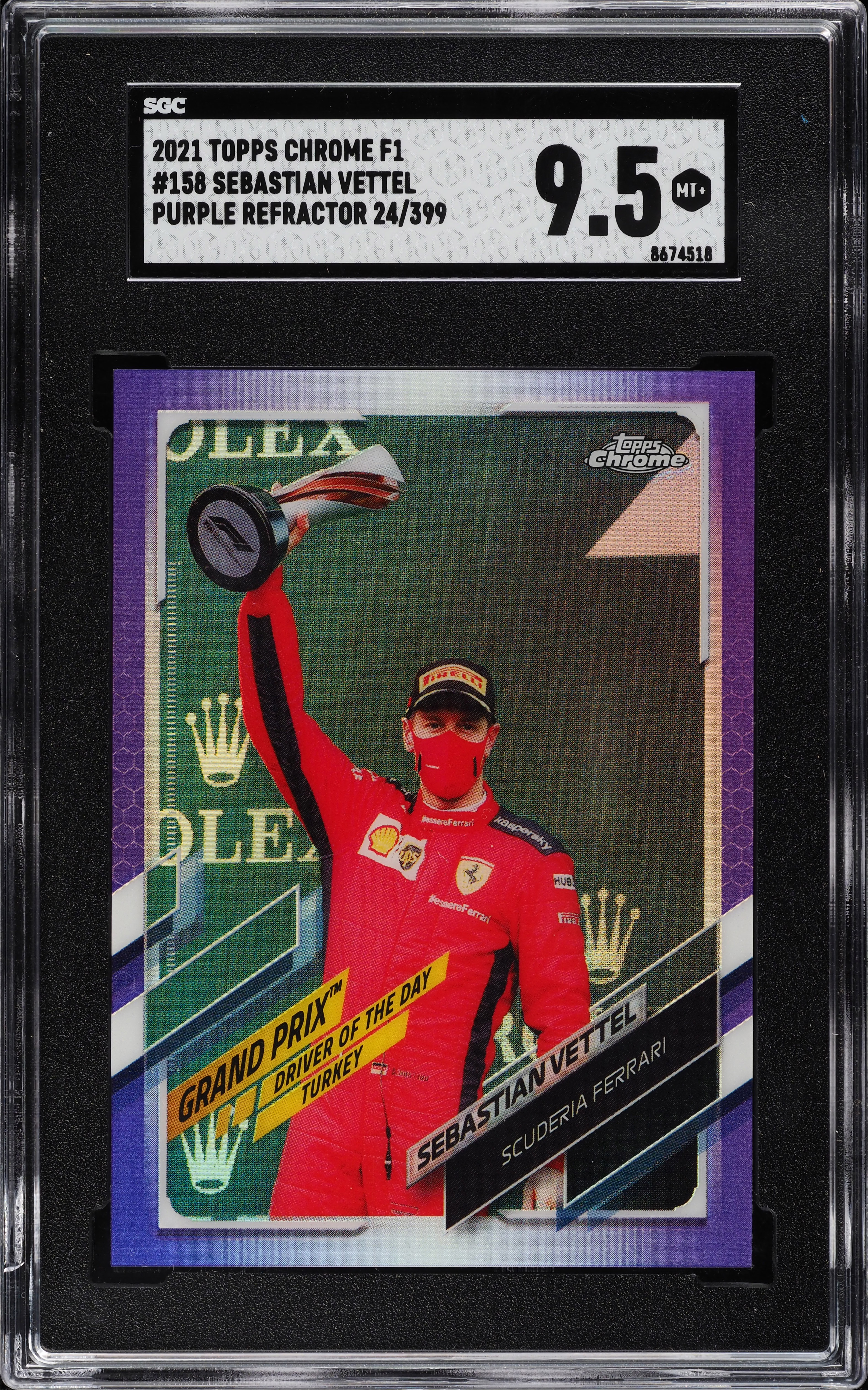 2021 Topps Chrome Formula 1 Purple Refractor Sebastian Vettel /399