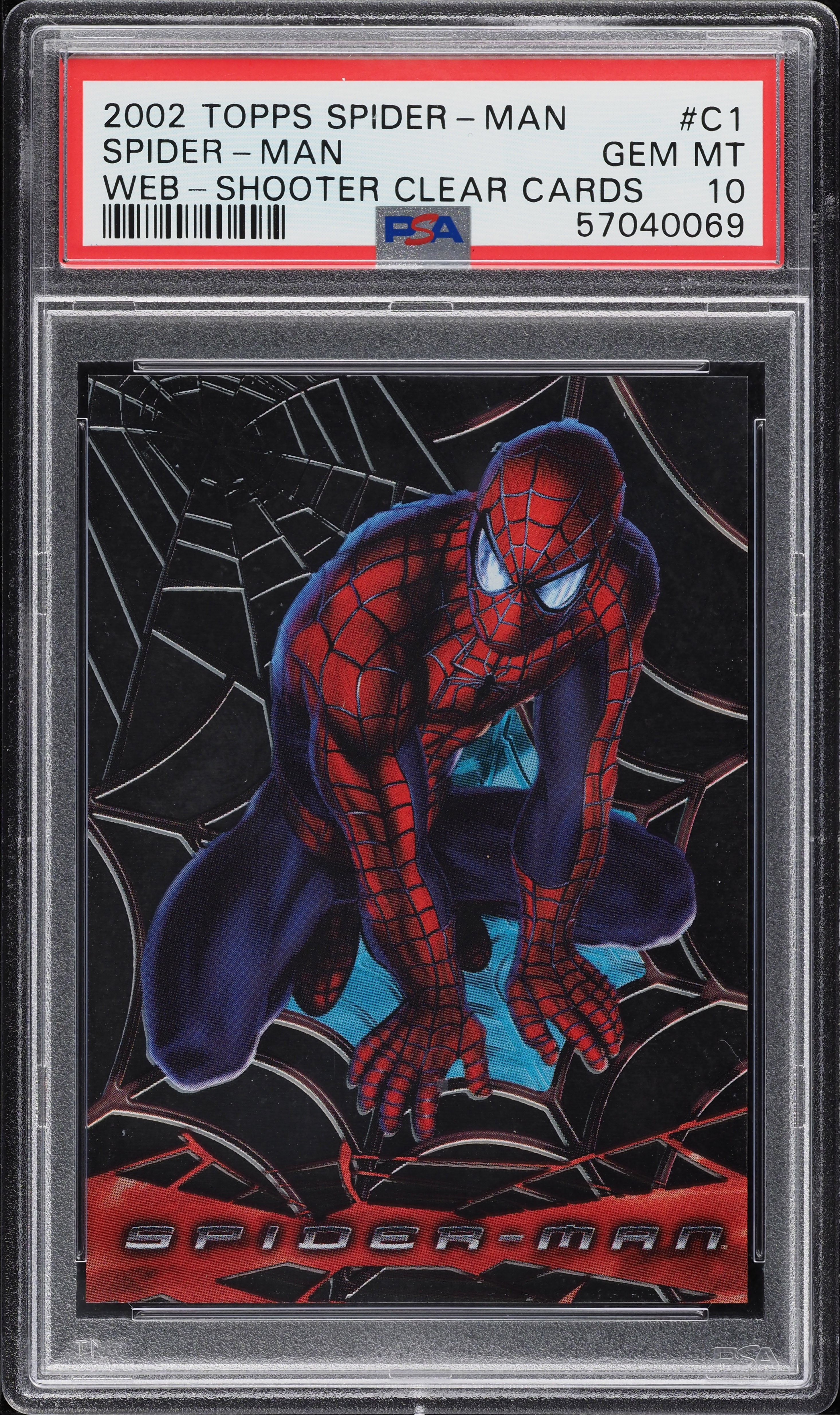 2002 Topps Spider-Man Web-Shooter Clear Cards Spider-Man #C1 PSA