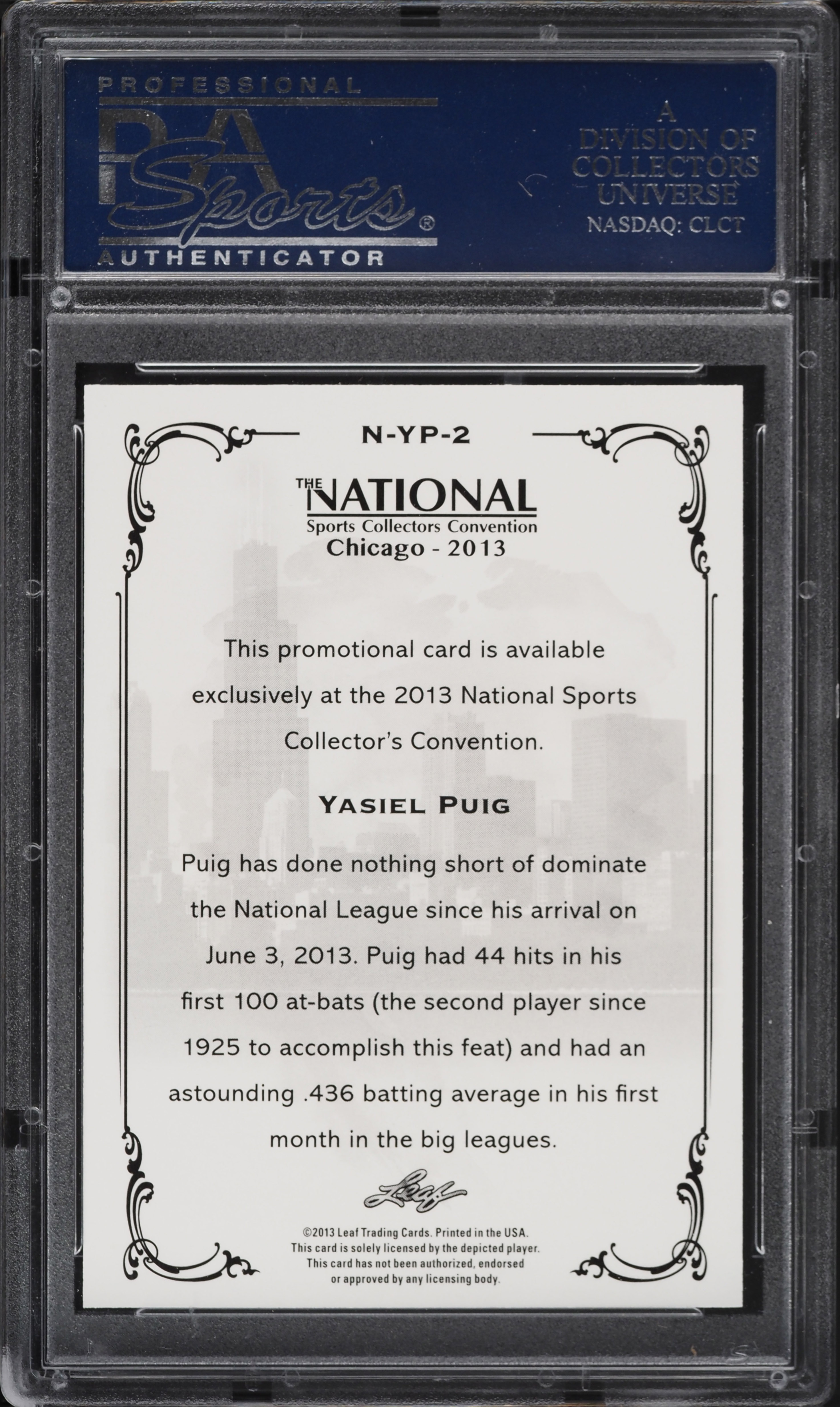 2013 Leaf National Convention Exclusive Redemption Set Yasiel Puig