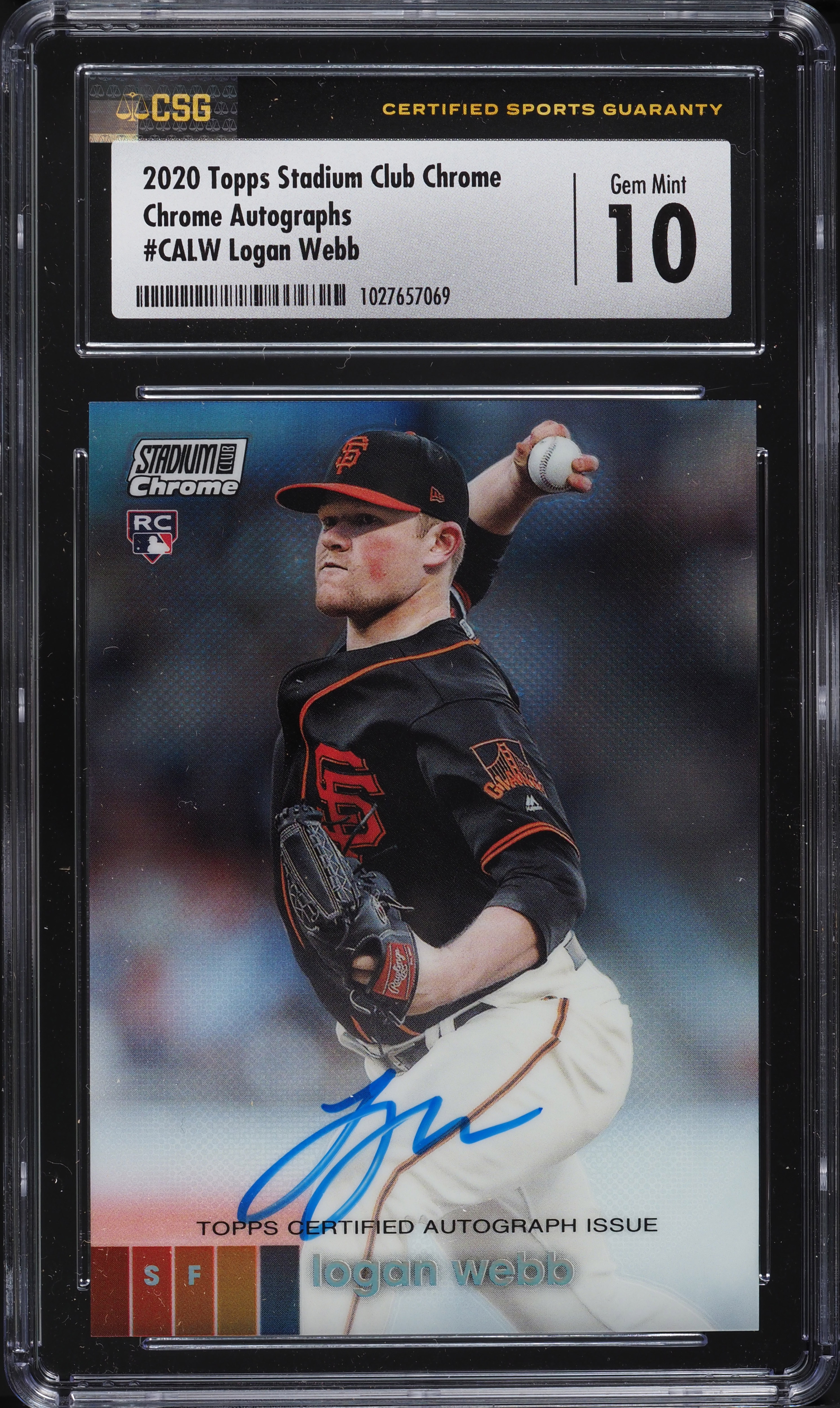 2020 Topps Stadium Club Chrome Logan Webb ROOKIE AUTO #CALW CSG 10 