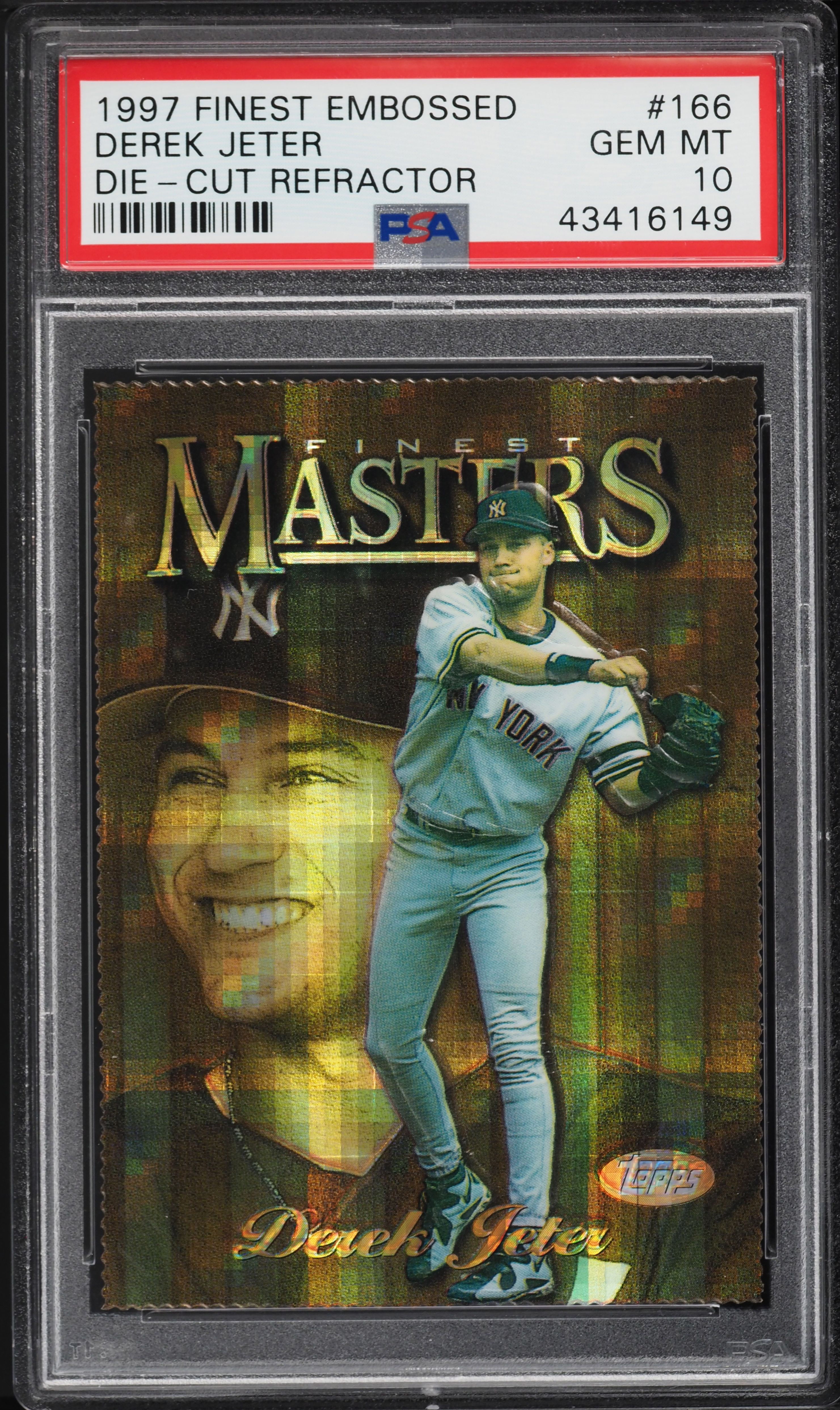 1997 Finest Embossed Die-Cut Gold Refractor Derek Jeter #166 PSA