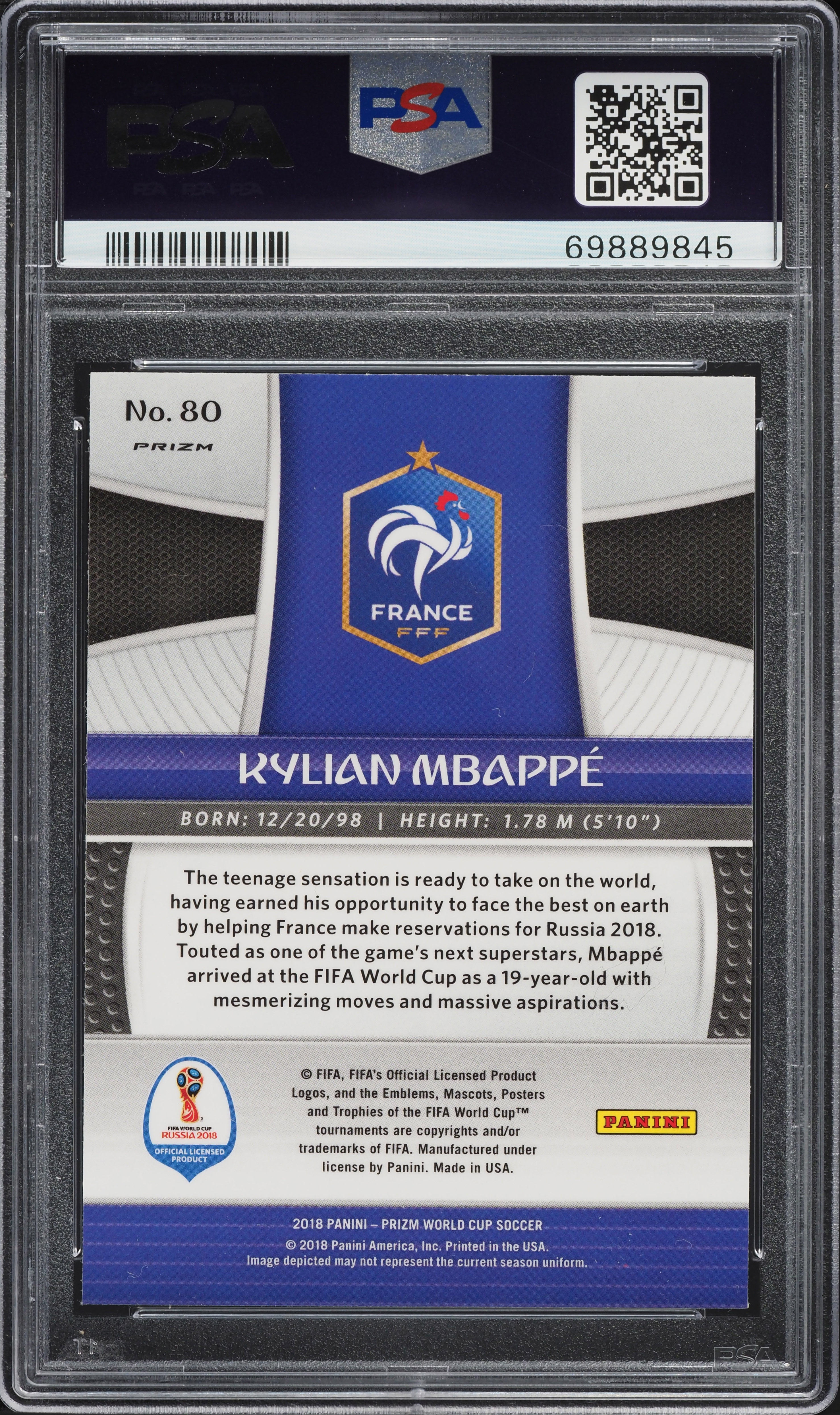 2018 Panini Prizm World Cup Silver Prizms Kylian Mbappe ROOKIE #80