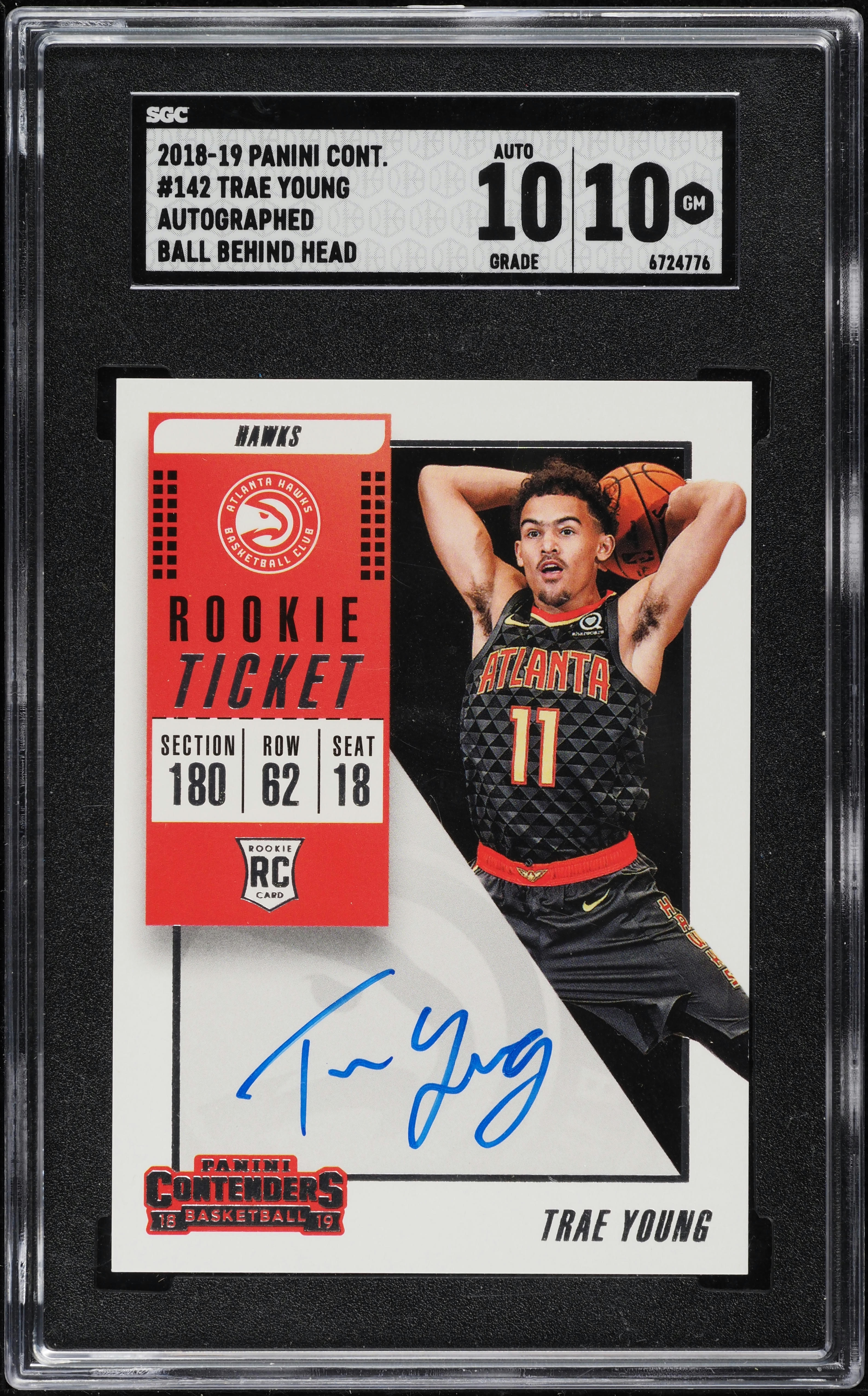 2018 Panini Contenders Ball Behind Head Trae Young ROOKIE AUTO