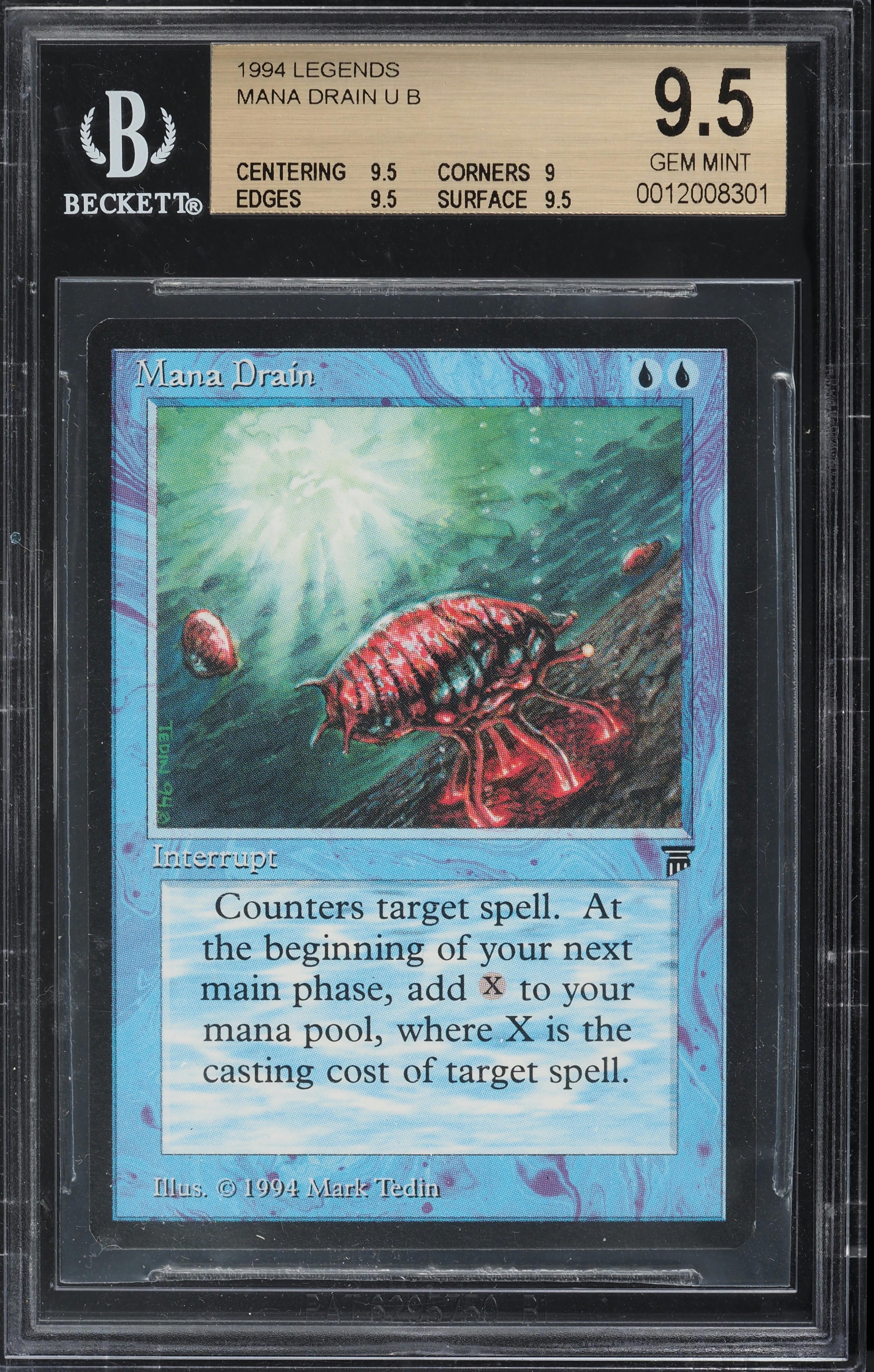 1994 Magic The Gathering MTG Legends Mana Drain BGS 9.5 GEM MINT