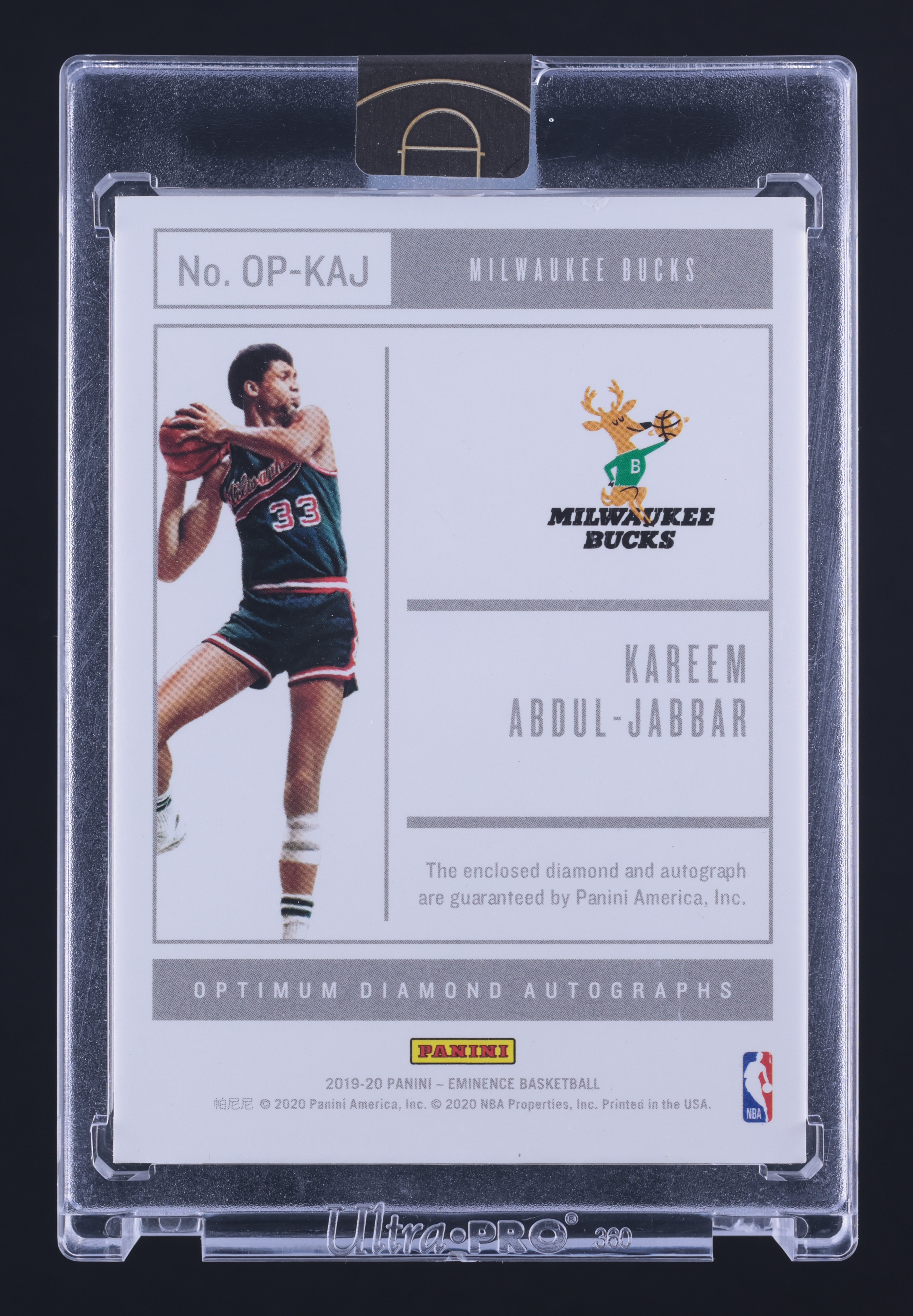 2019 Panini Eminence Diamond Gems Platinum Kareem Abdul-Jabbar 