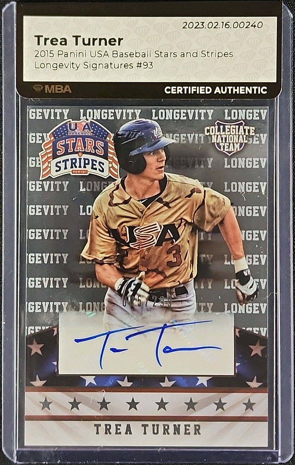 2015 Panini USA Stars & Stripes Longevity Trea Turner ROOKIE AUTO