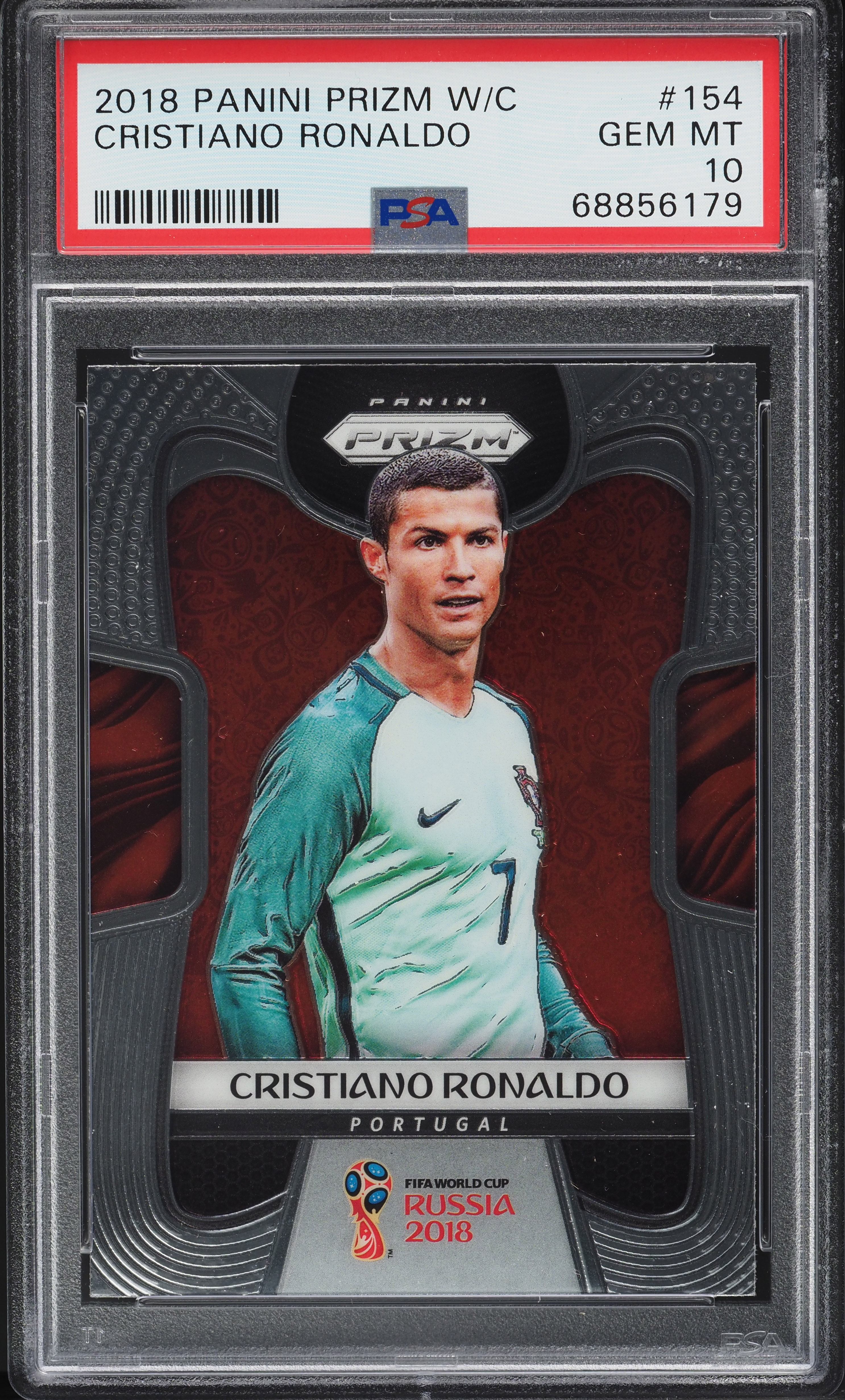 2018 Panini Prizm World Cup Prizms Cristiano Ronaldo #154 PSA 10