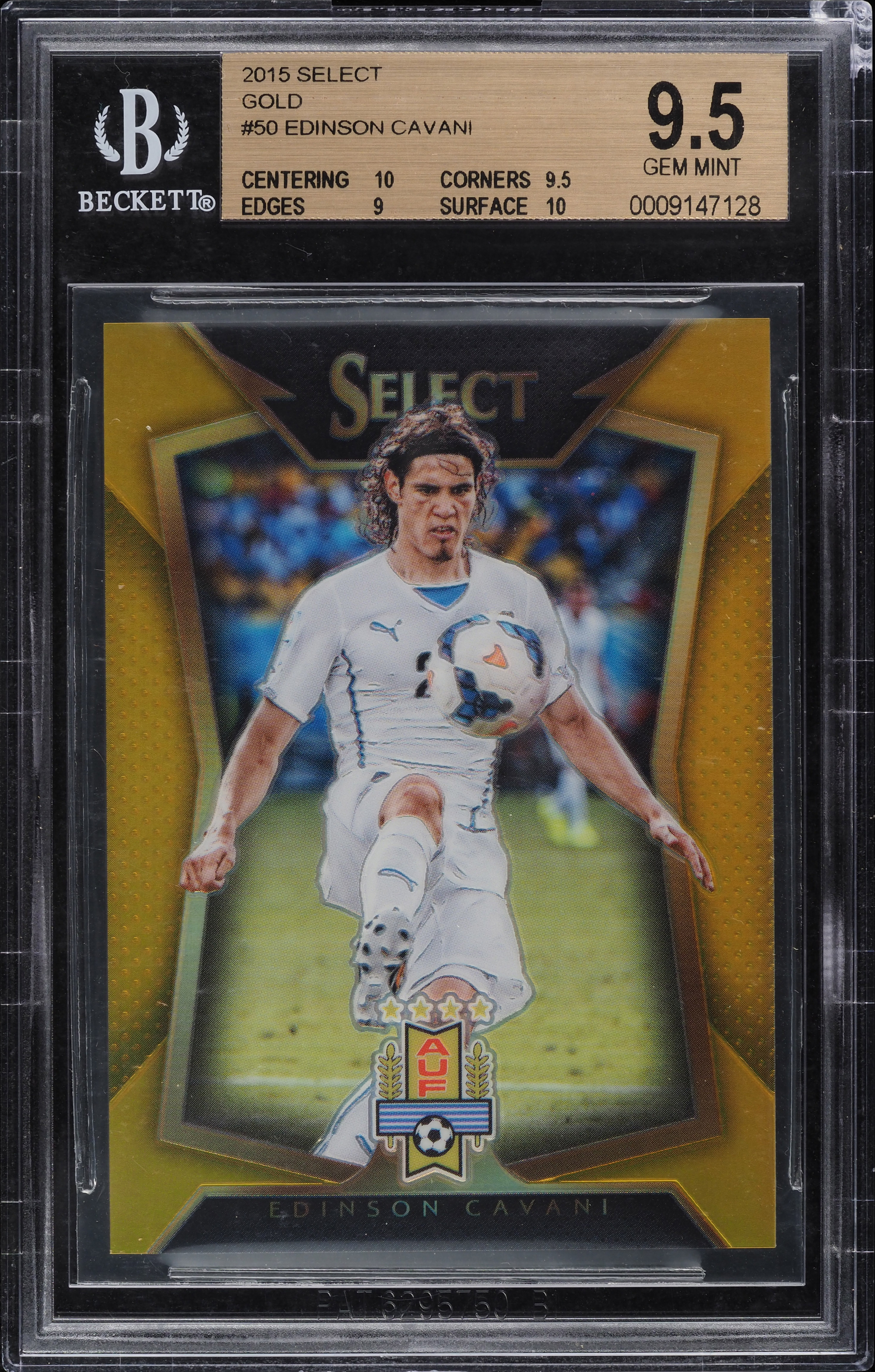 2015 Select Gold Edinson Cavani 1/10 #50 BGS 9.5 GEM MINT on