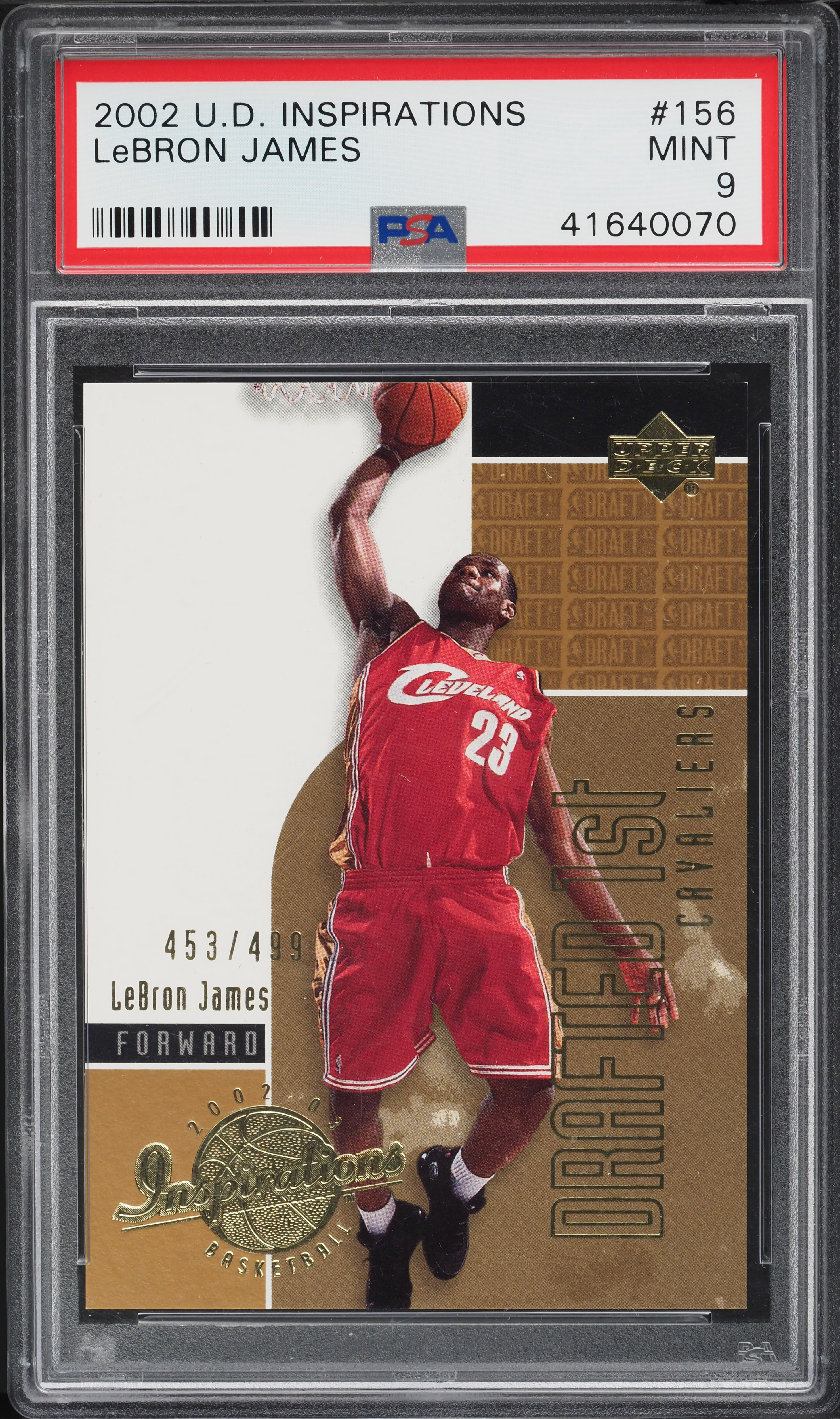 UD inspirations Lebron James RC 499枚限定 2002 Upper Deck Inspirations LeBron James ROOKIE /499 #156 PSA 9