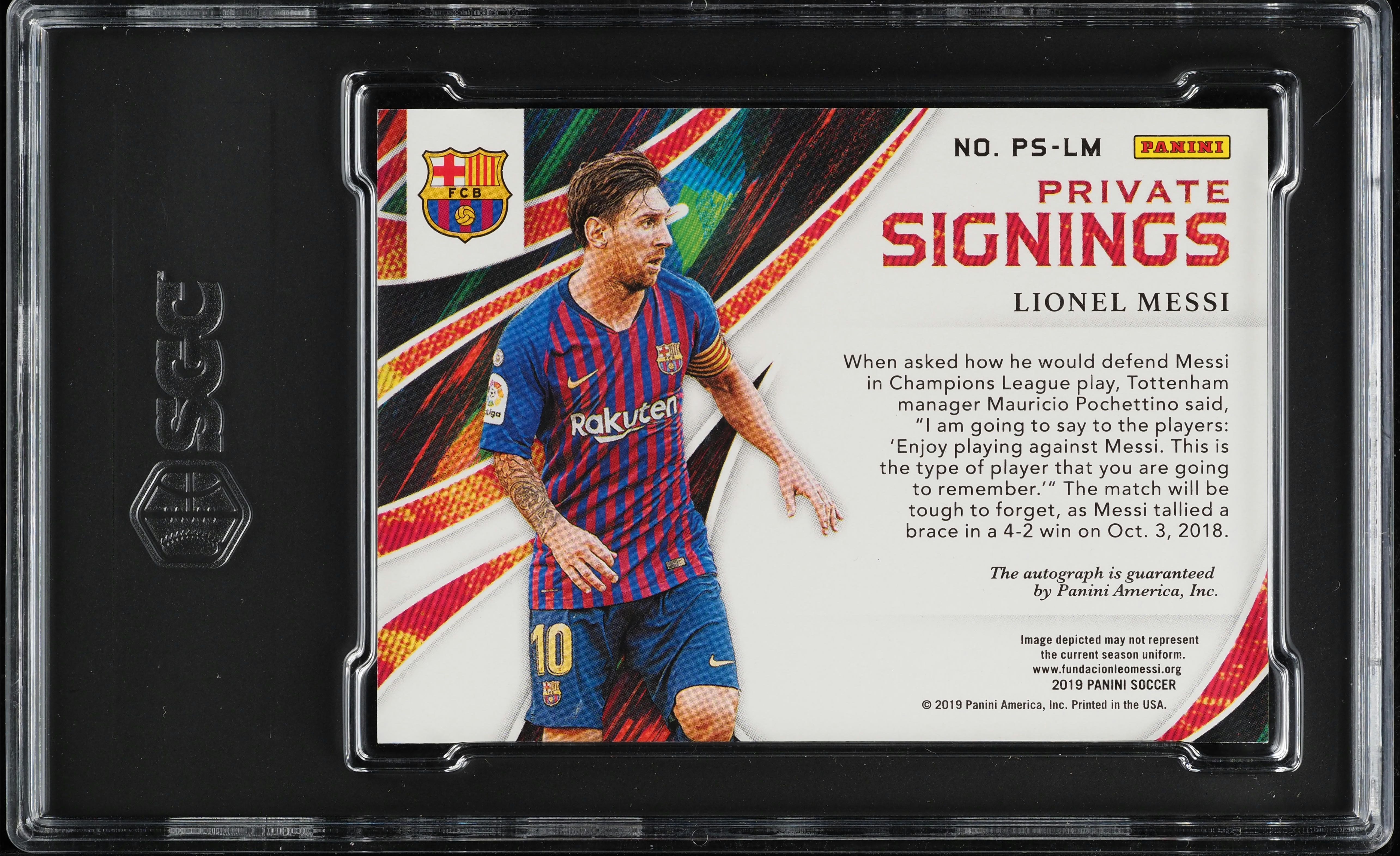 2020 Panini Obsidian Private Signings Lionel Messi AUTO #PS-LM SGC