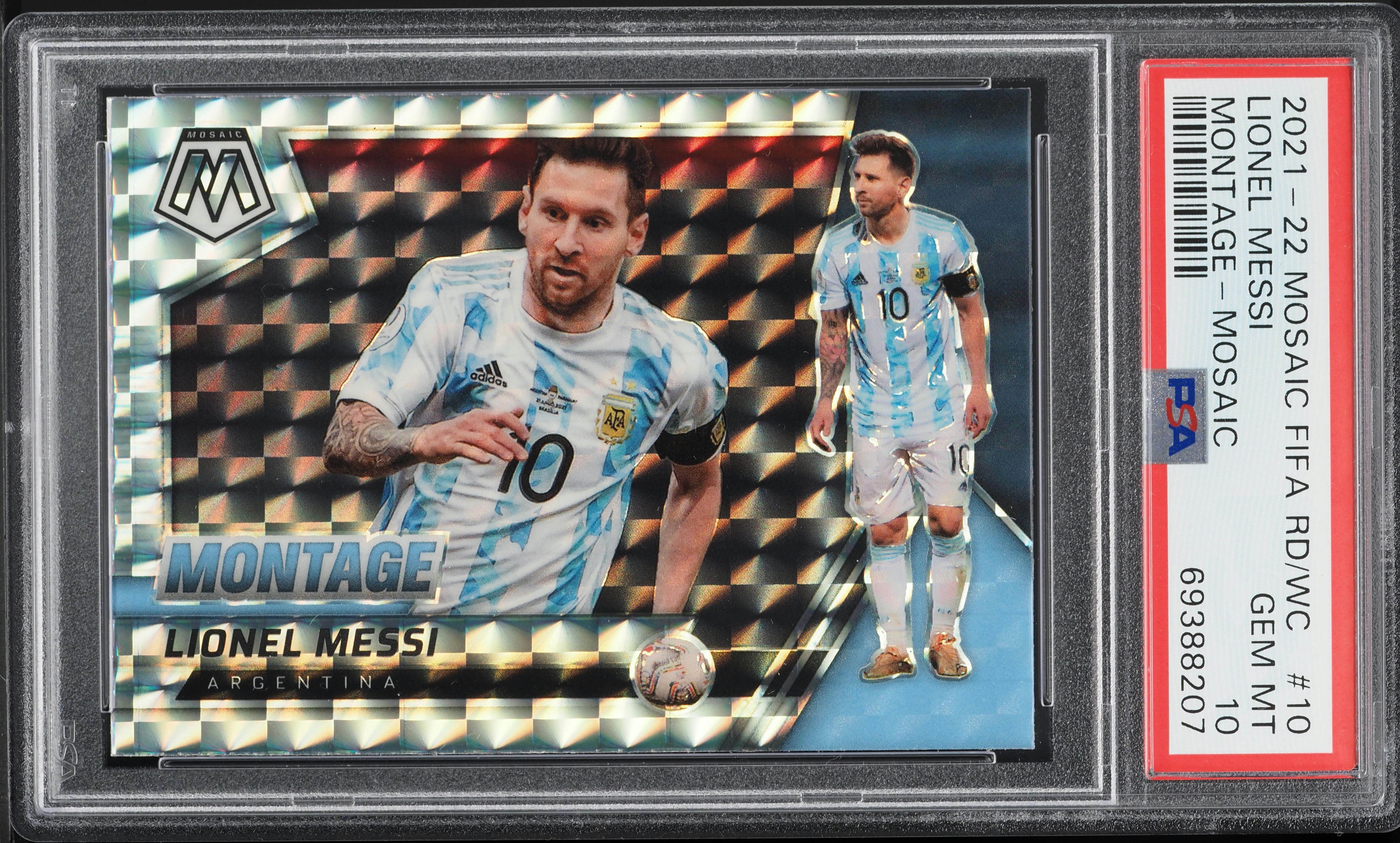 2021 Panini Mosaic FIFA Montage Prizm Lionel Messi #10 PSA 10 GEM