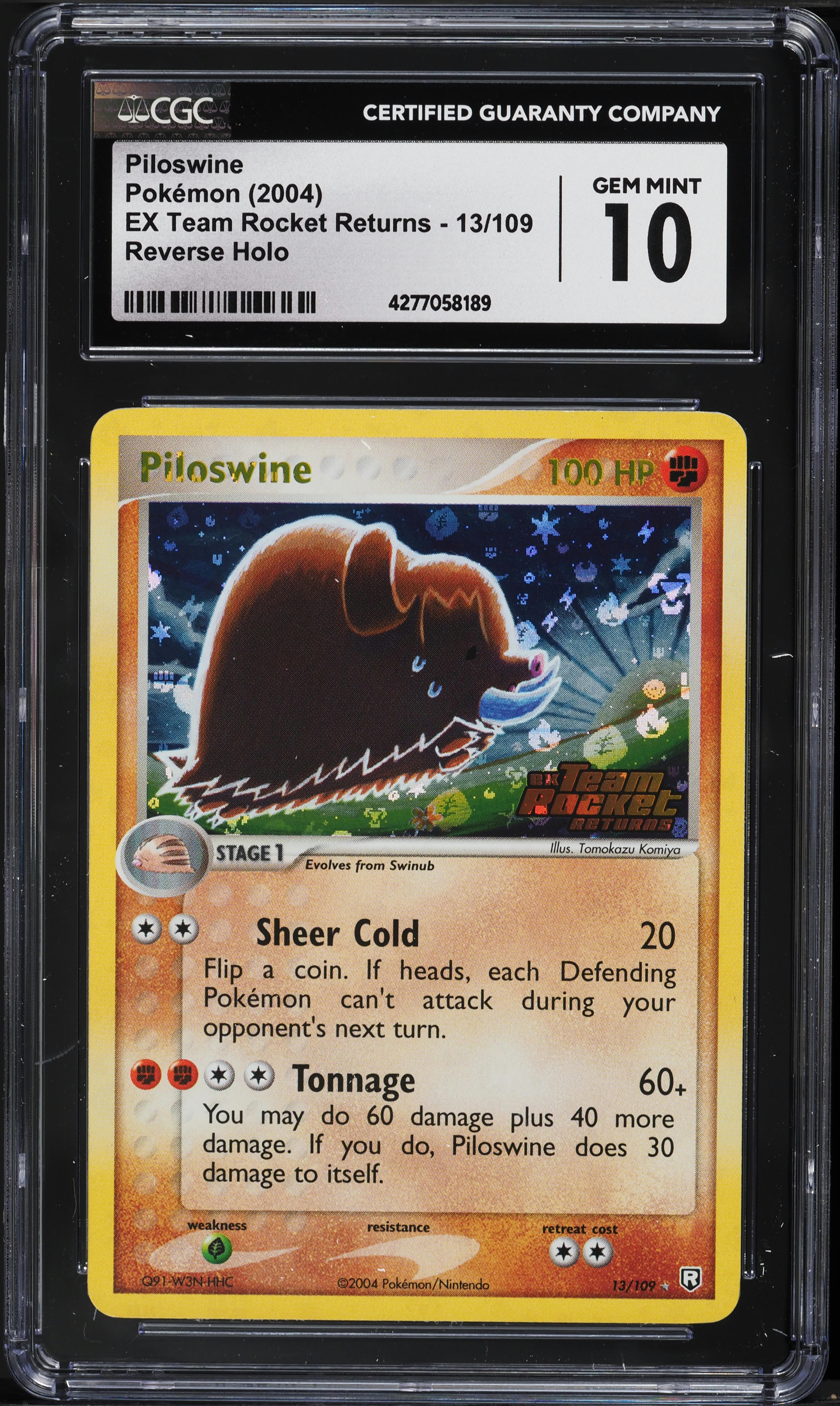 2004 Pokemon EX Team Rocket Returns Reverse Holo Piloswine #13 CGC