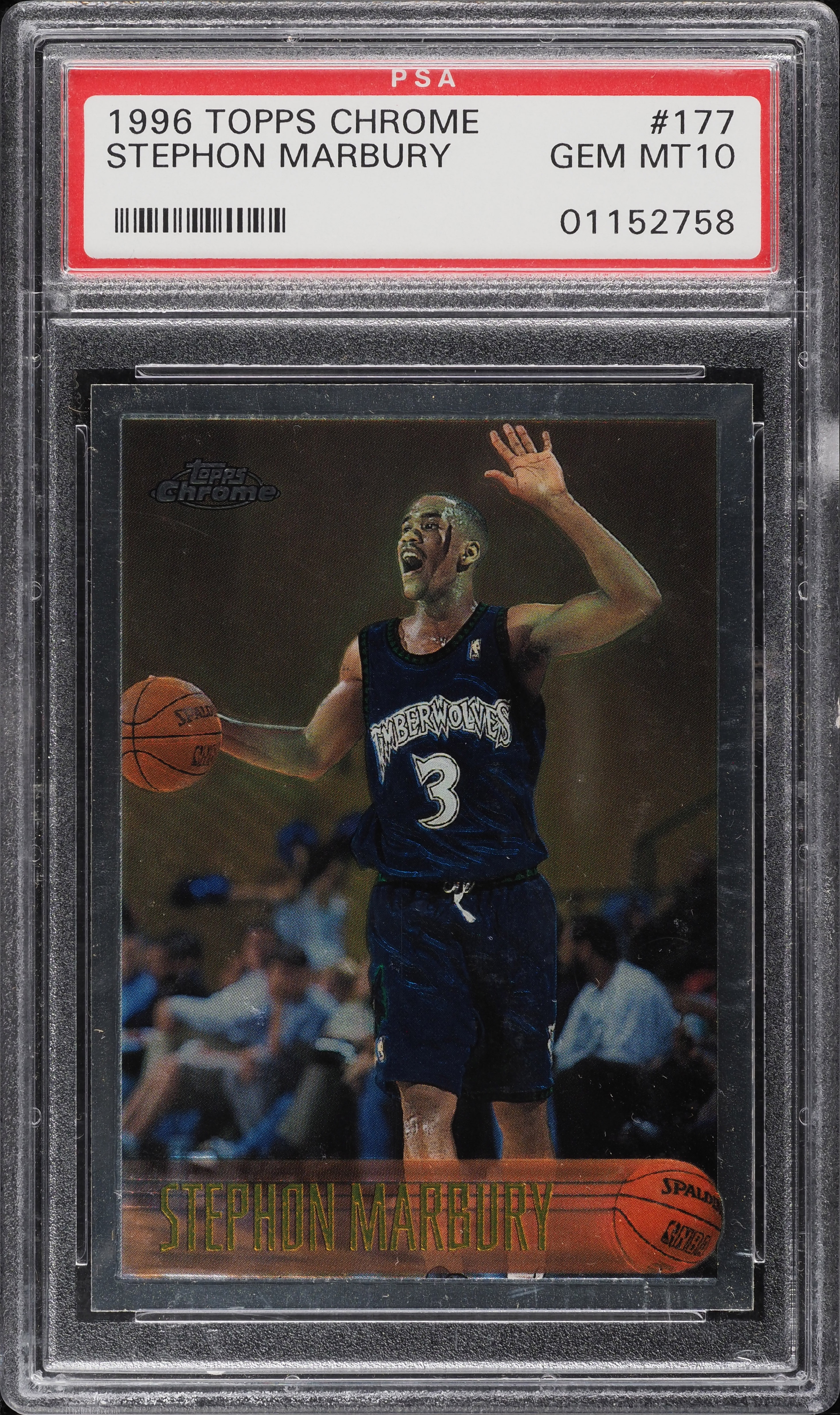 1996 Topps Chrome Stephon Marbury ROOKIE #177 PSA 10 GEM MINT on