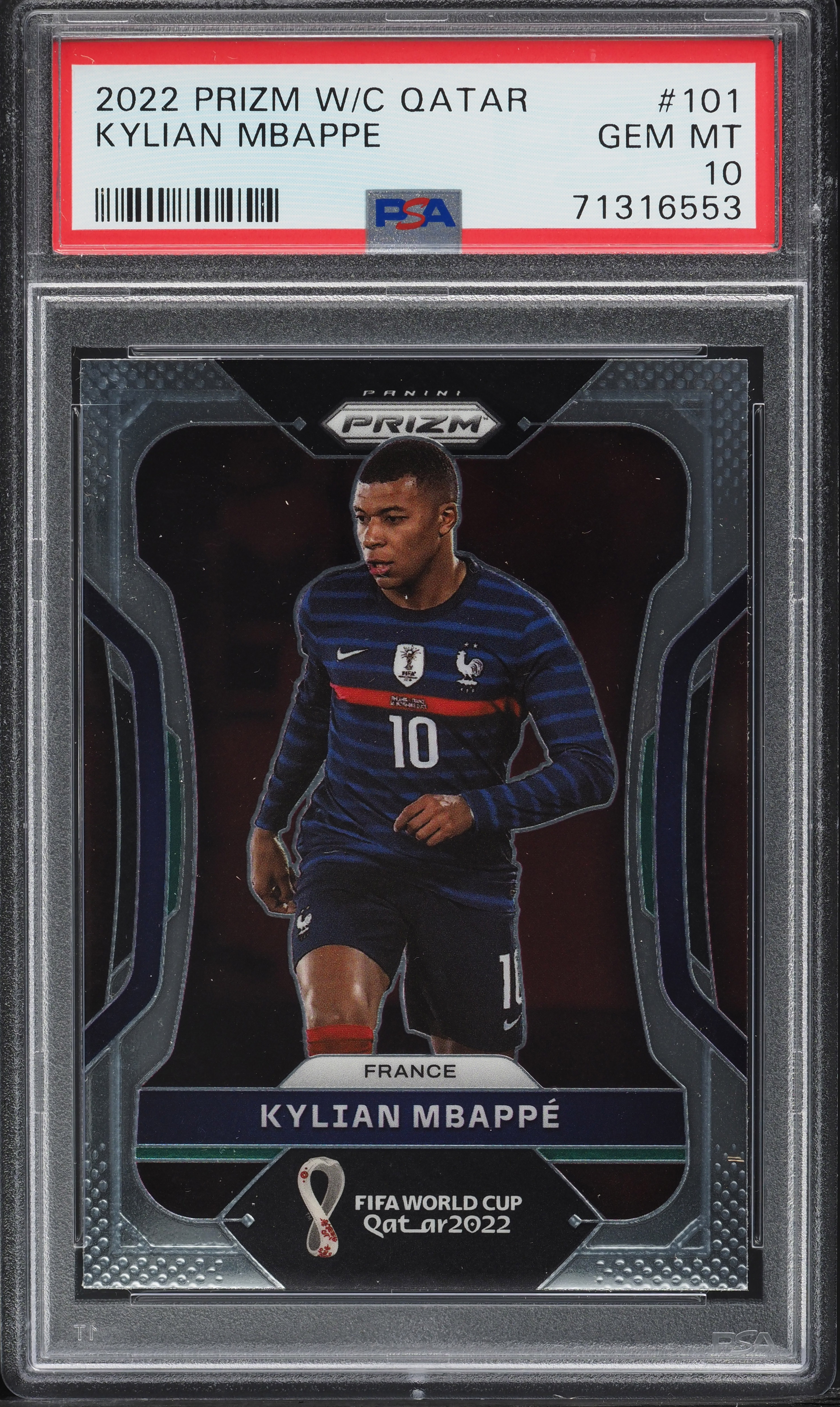 2022 Panini Prizm World Cup Kylian Mbappe #101 PSA 10 GEM MINT on