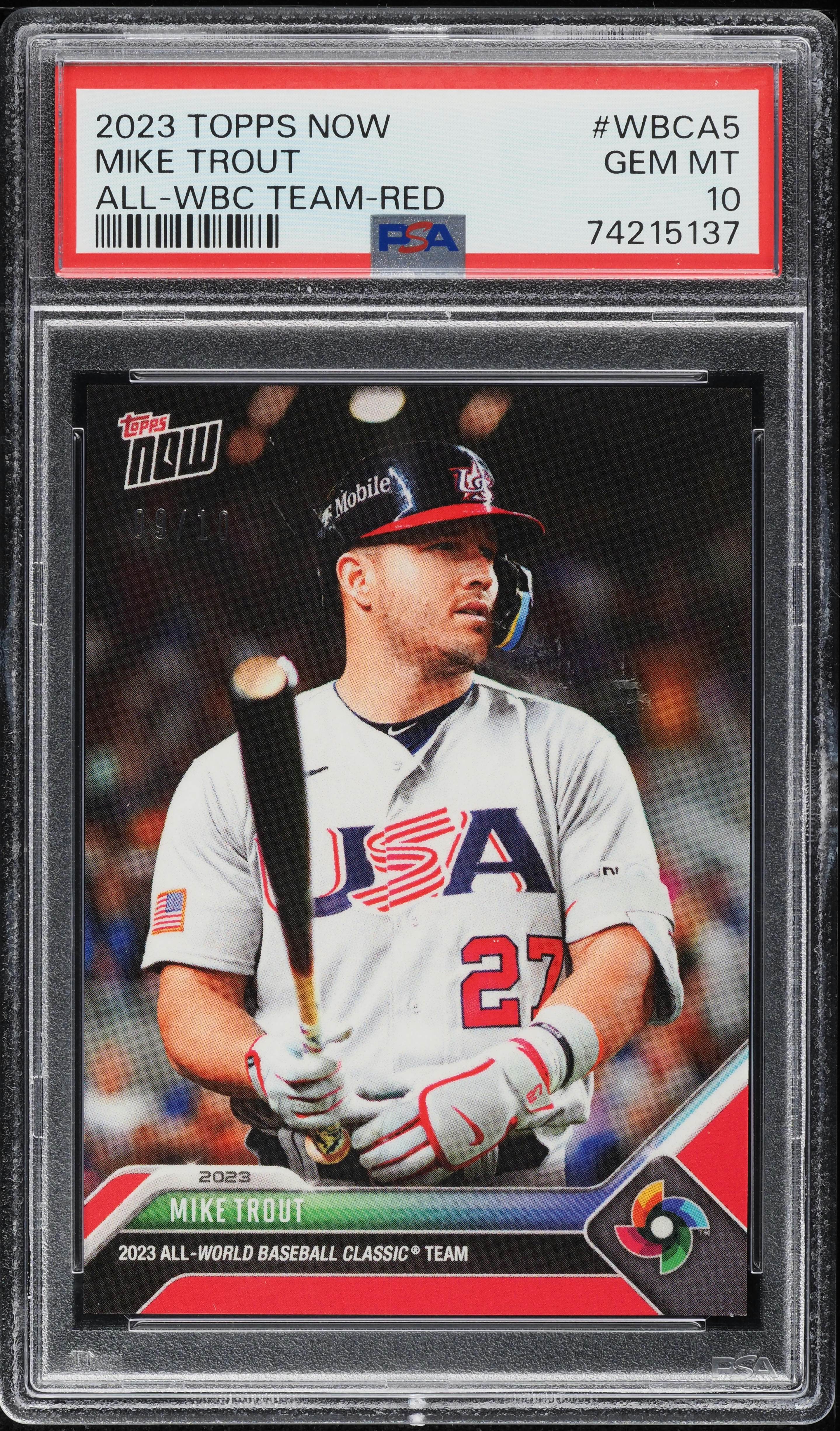 2023 Topps Now All-World Baseball Classic Team Red Mike Trout /10 