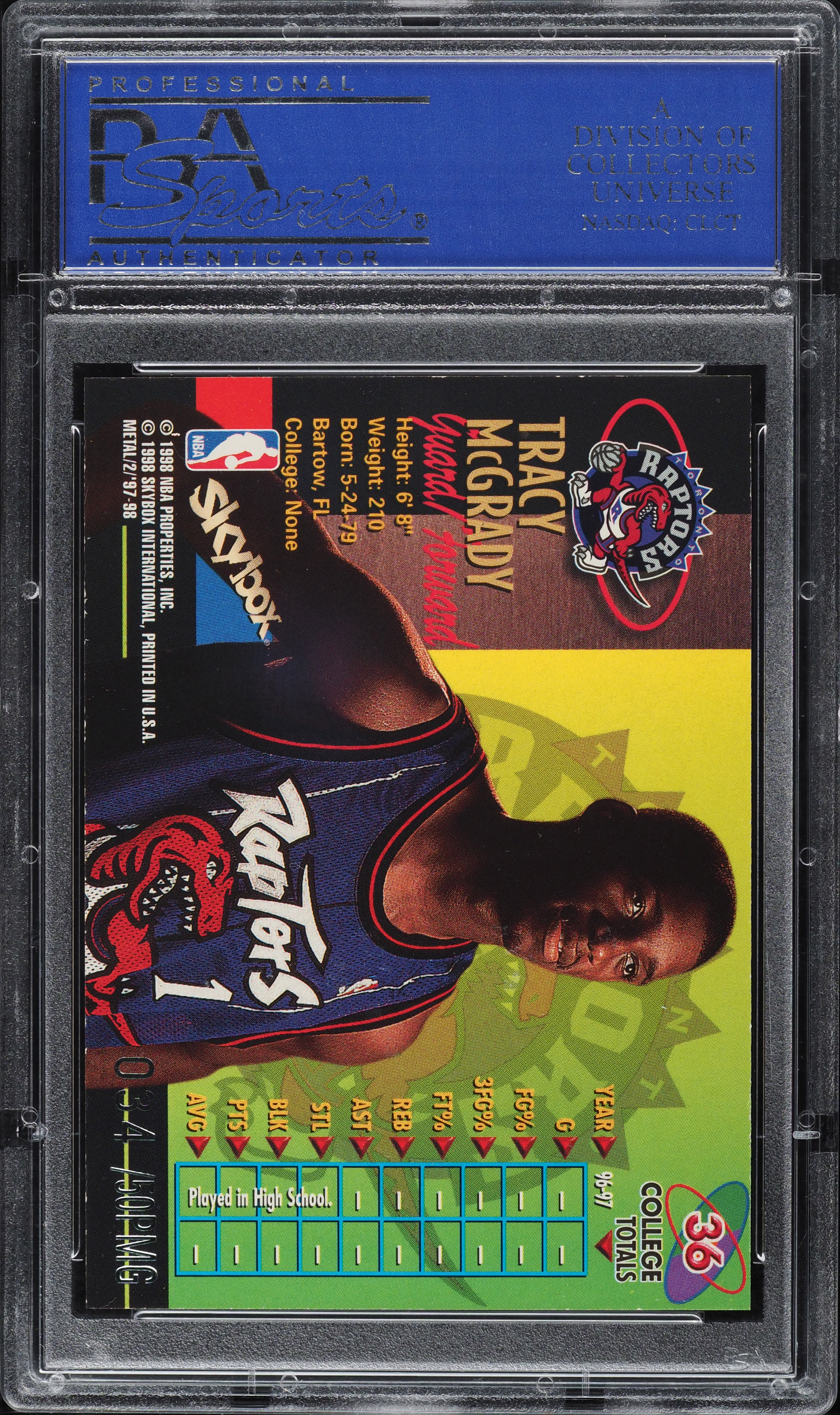 1997 Metal Universe Precious Metal Gems Tracy McGrady PMG ROOKIE