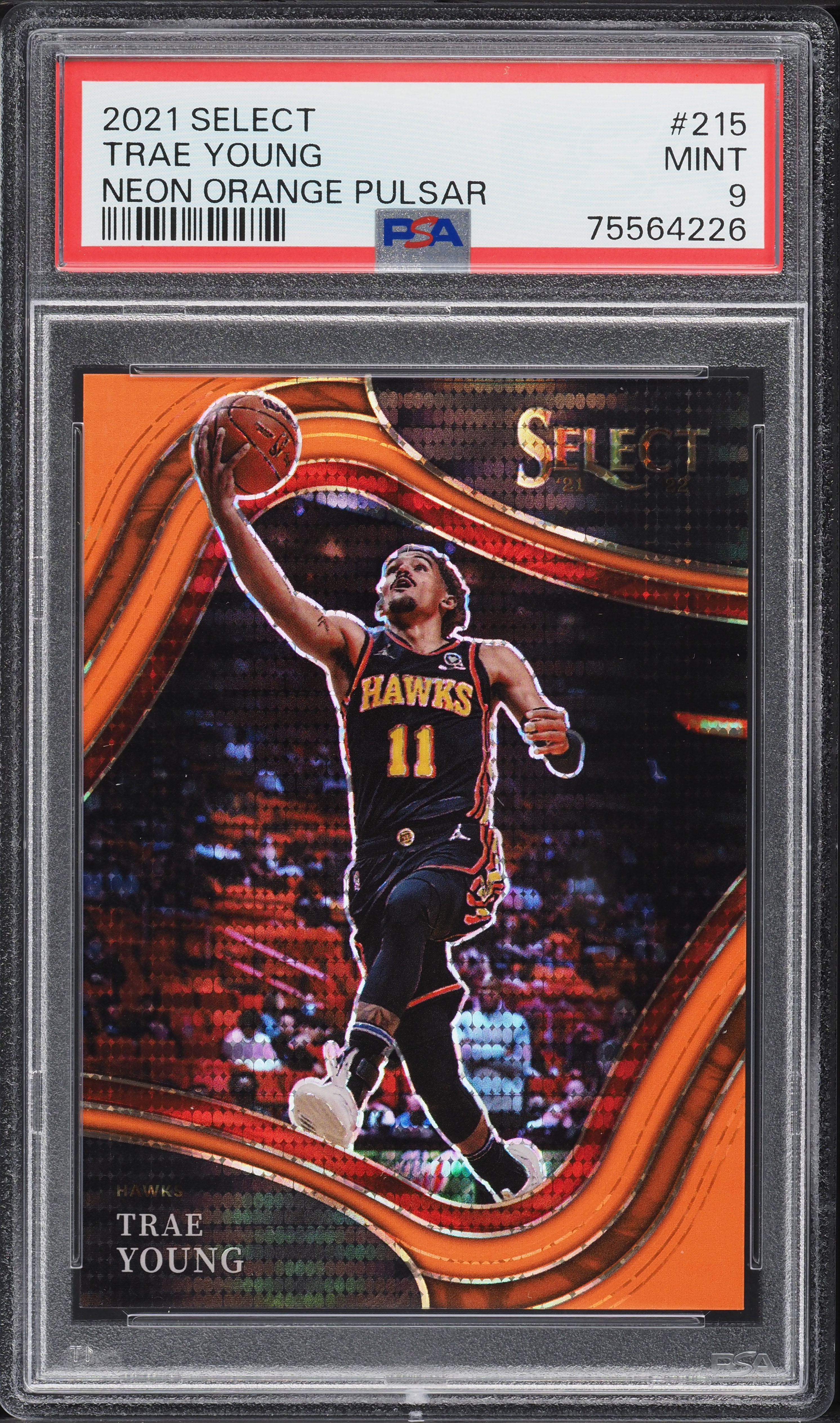 2021 Select Courtside Neon Orange Pulsar Trae Young /15 #215 PSA 9