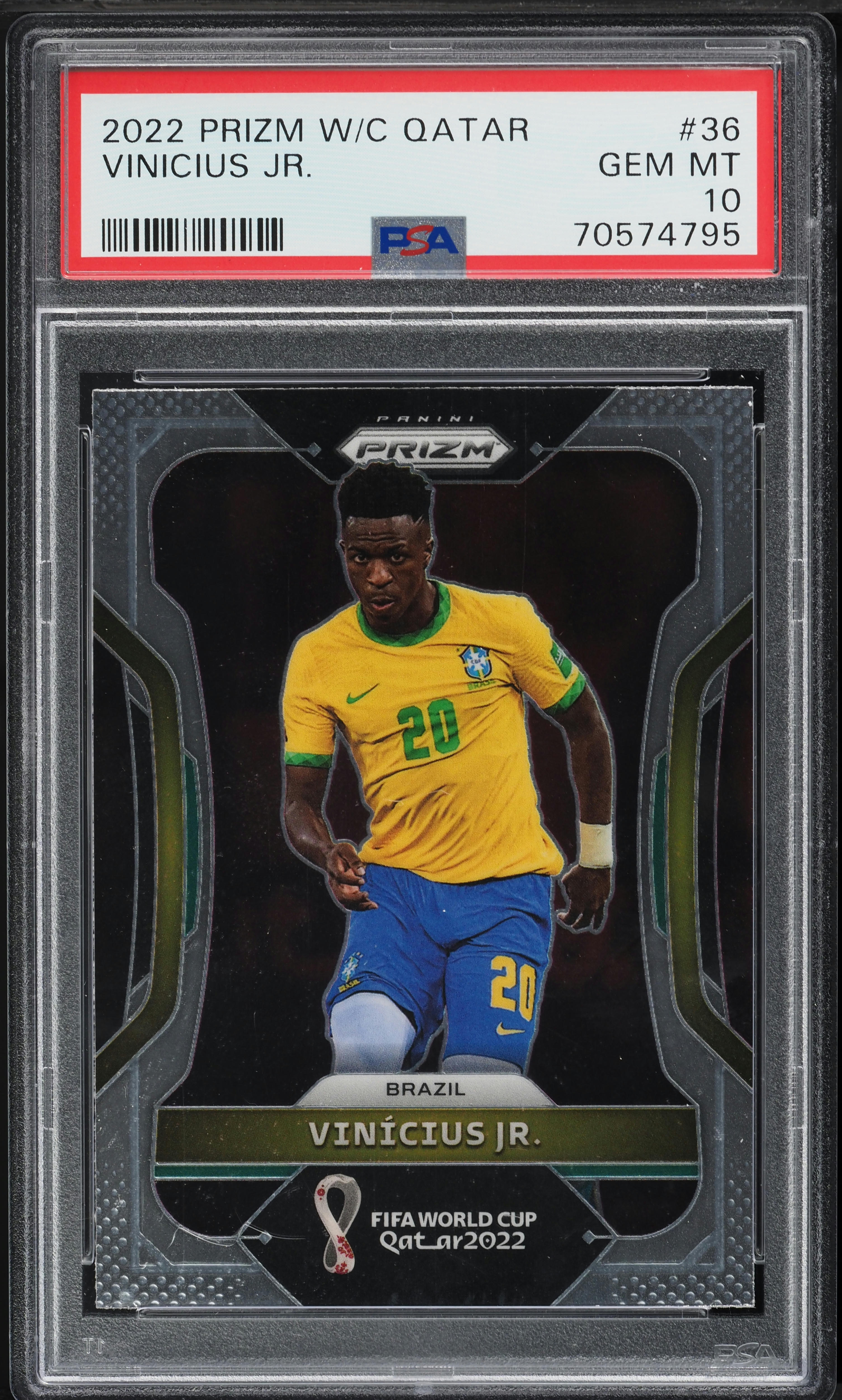 2022 Panini Prizm World Cup Qatar Vinicius Jr. #36 PSA 10 GEM MINT