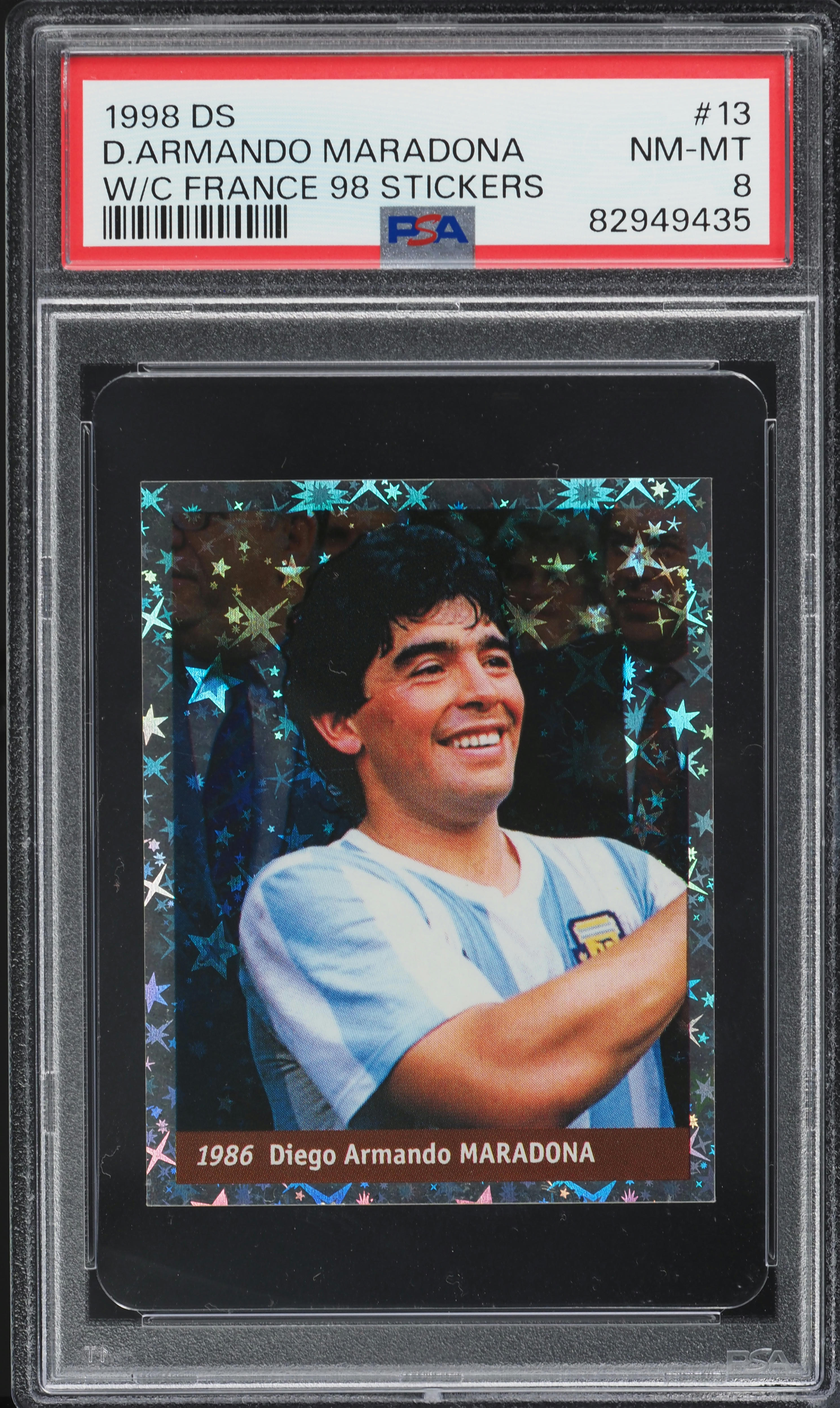 1998 DS World Cup France 98 Stickers Diego Maradona #13 PSA 8 NM